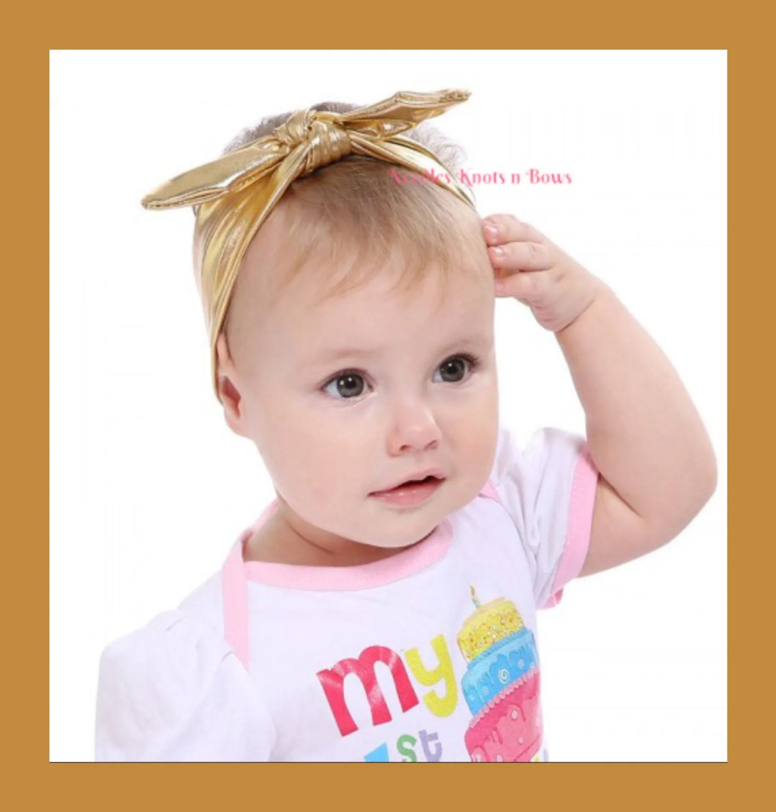 Girls Metallic Gold Top Knot Headband