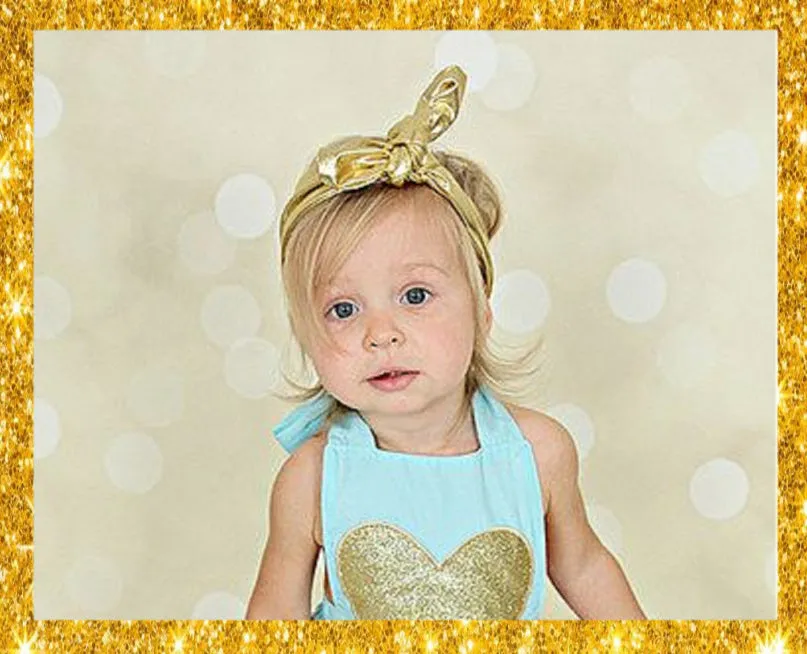 Girls Metallic Gold Top Knot Headband