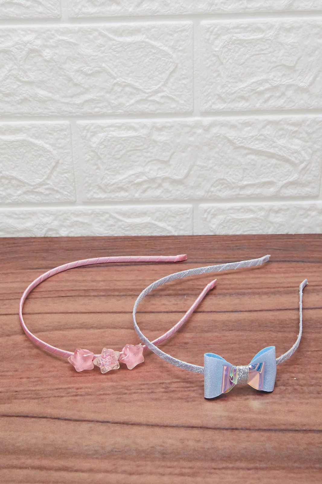 Girls Pink And Blue Bow Headband Set (Pack of 2)