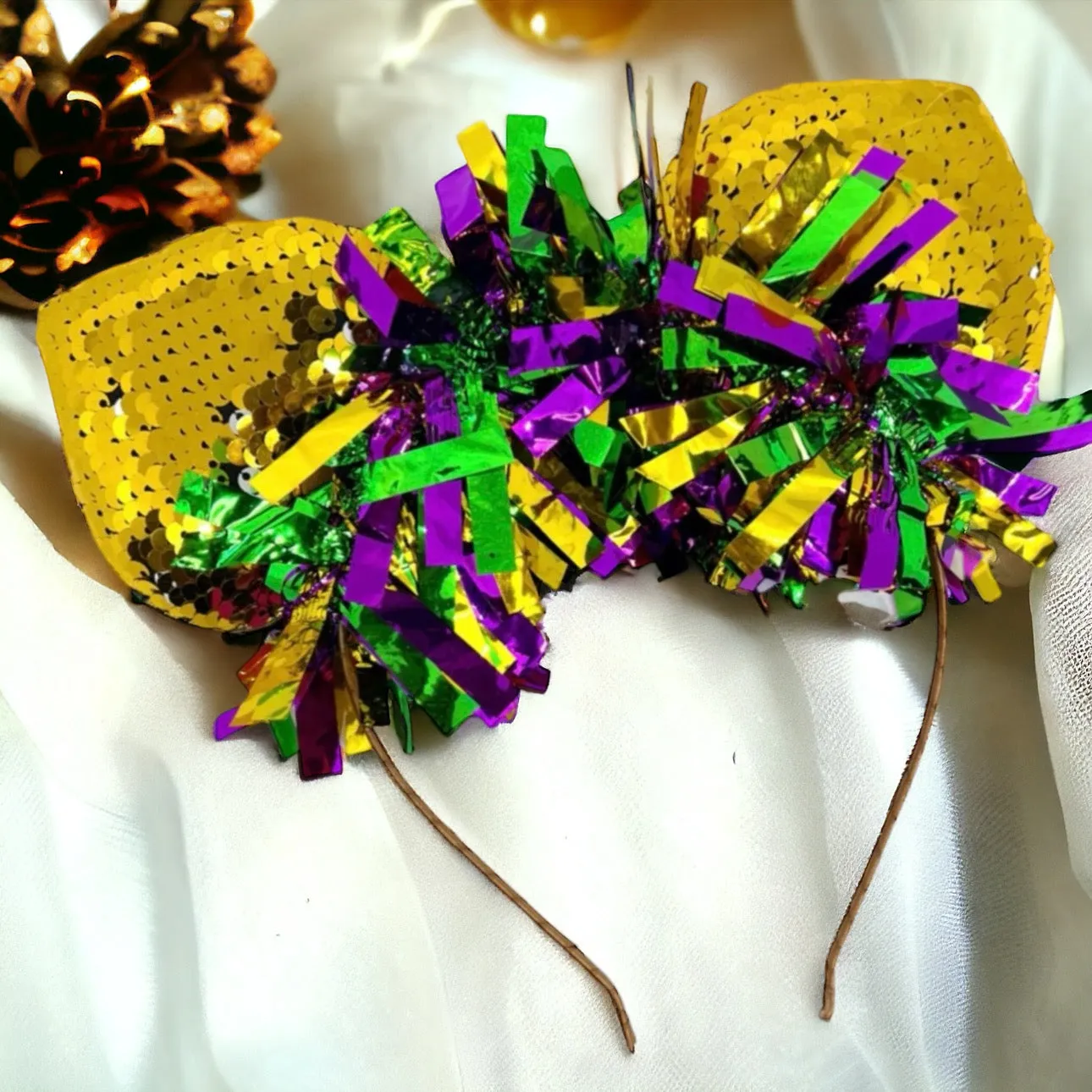 Gold Sequined Mardi Gras Headband - Perfect for Carnival Season!