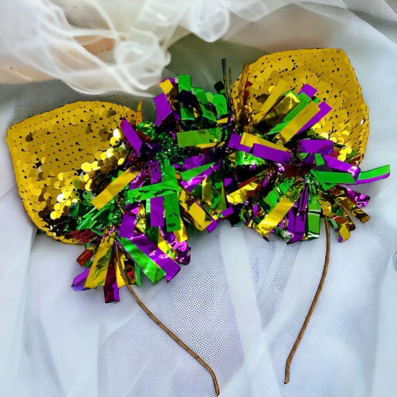 Gold Sequined Mardi Gras Headband - Perfect for Carnival Season!