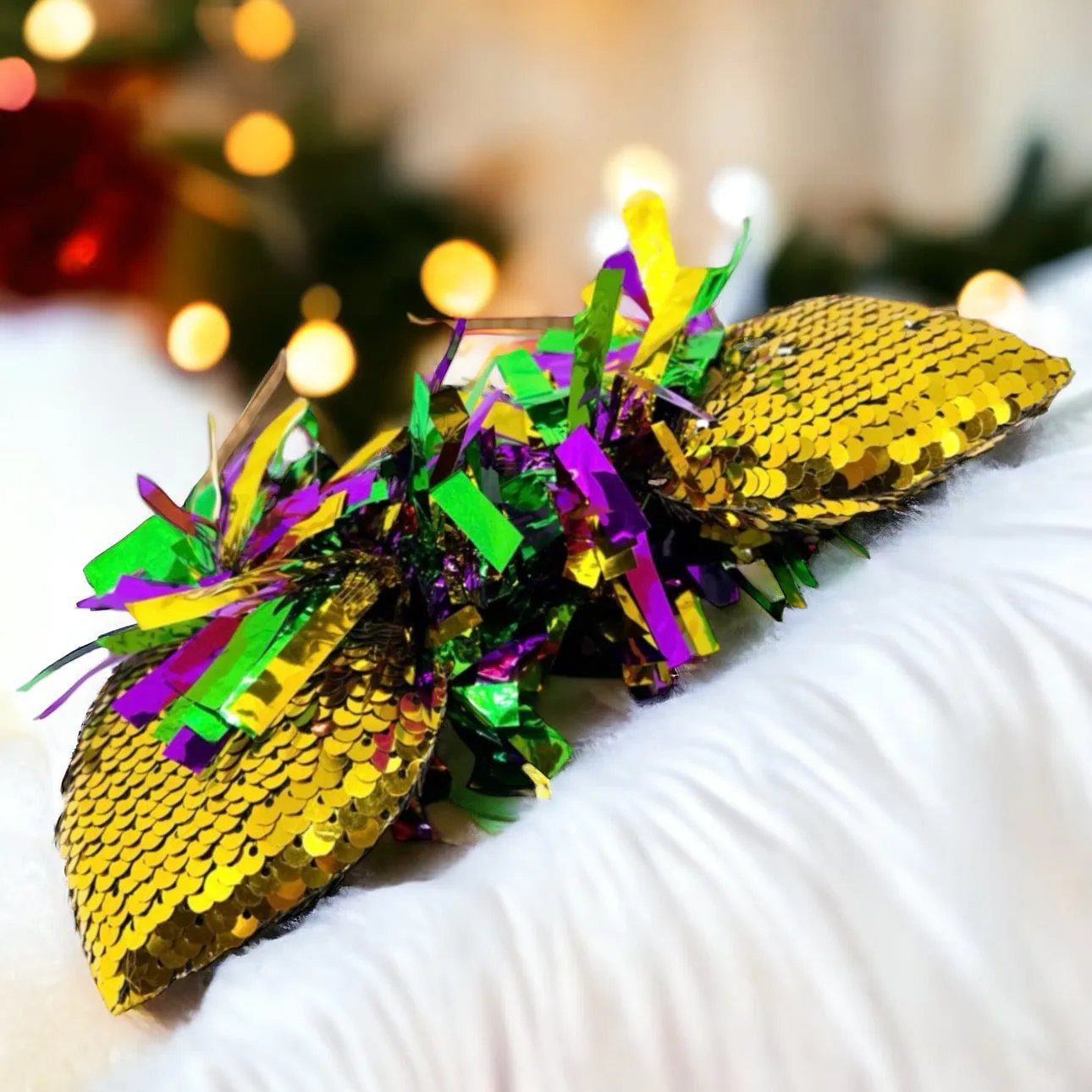 Gold Sequined Mardi Gras Headband - Perfect for Carnival Season!