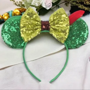 Green Peter Pan Inspired Mouse Ears - Sequin Headband,