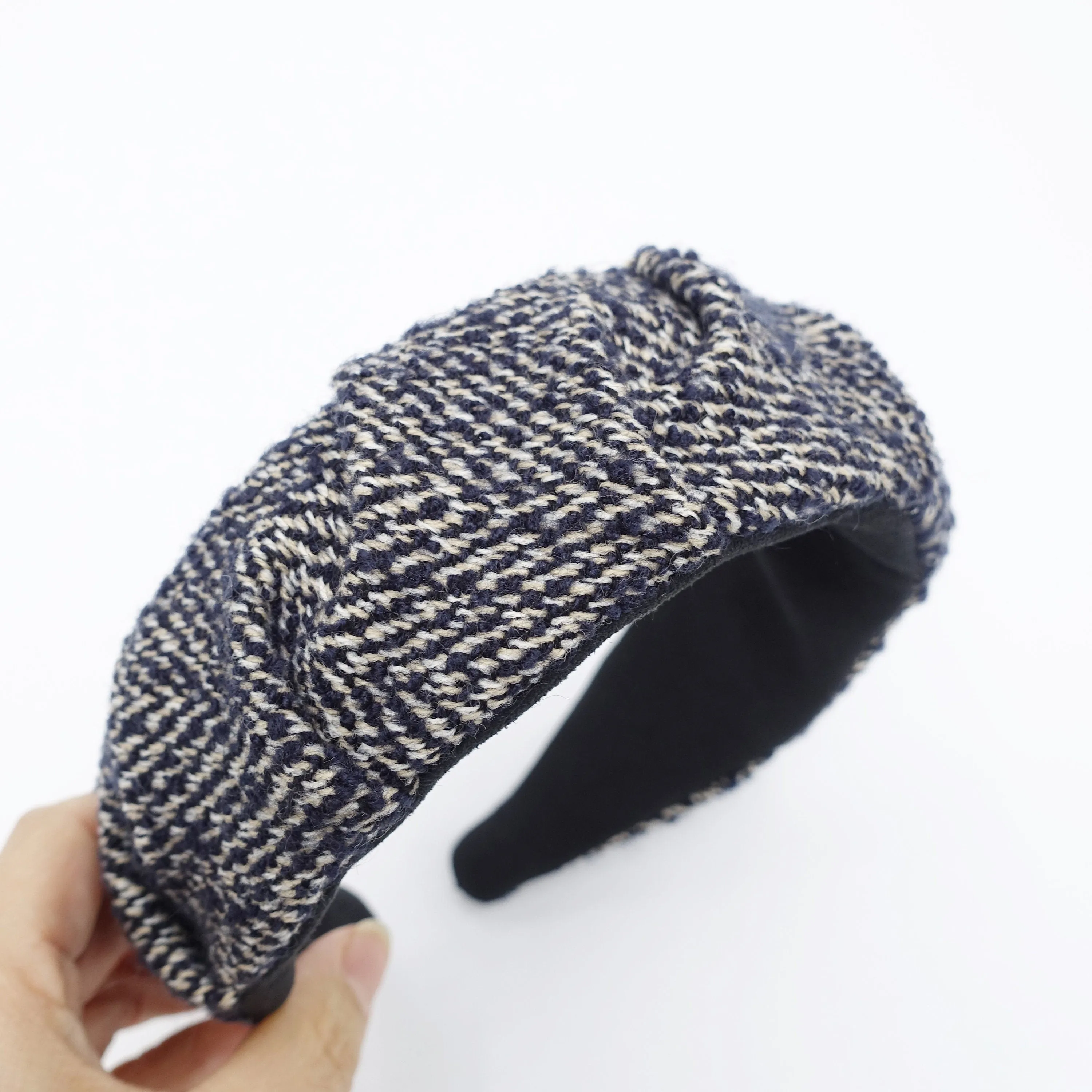 herringbone headband pleats hairband woolen Fall Winter stylish hair accessory for women