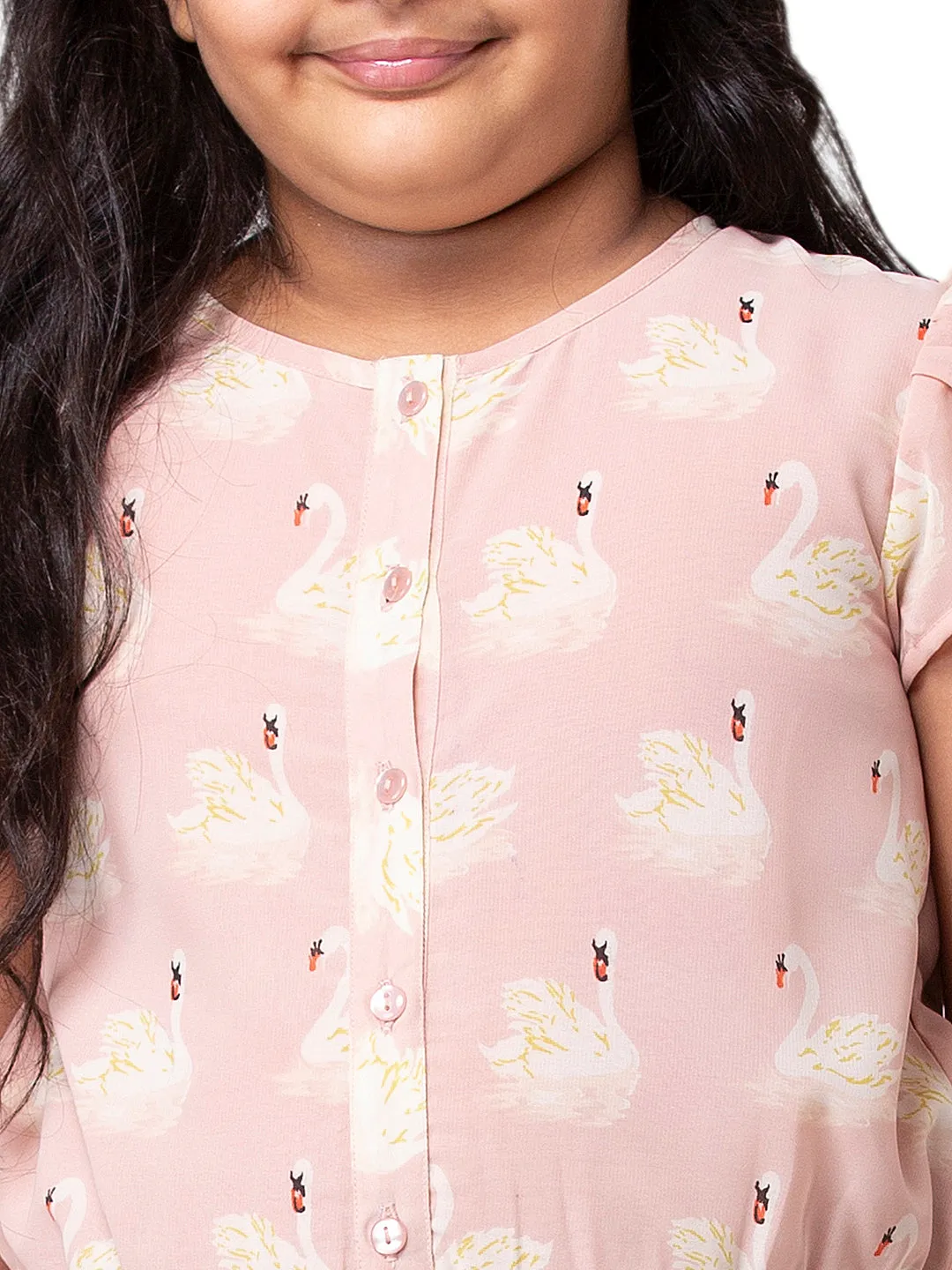 Hoop Hippo Girls Flamingo Front Button Playsuit