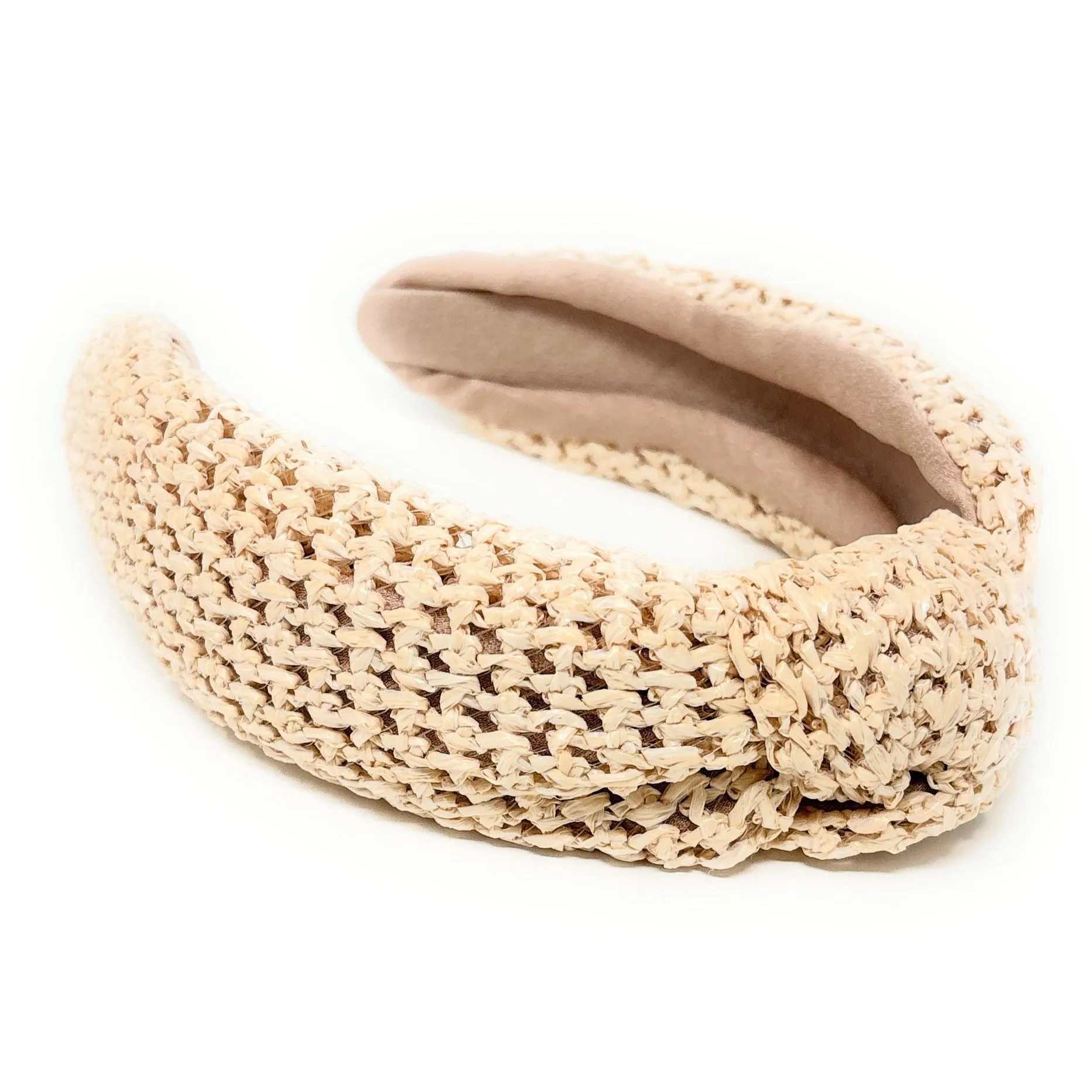 Ivory Raffia Woven Top Knot Headband