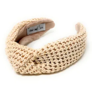 Ivory Raffia Woven Top Knot Headband