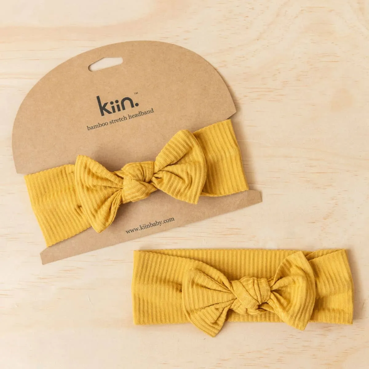 Kiin Baby Bamboo Stretch Bow Headband - Mustard