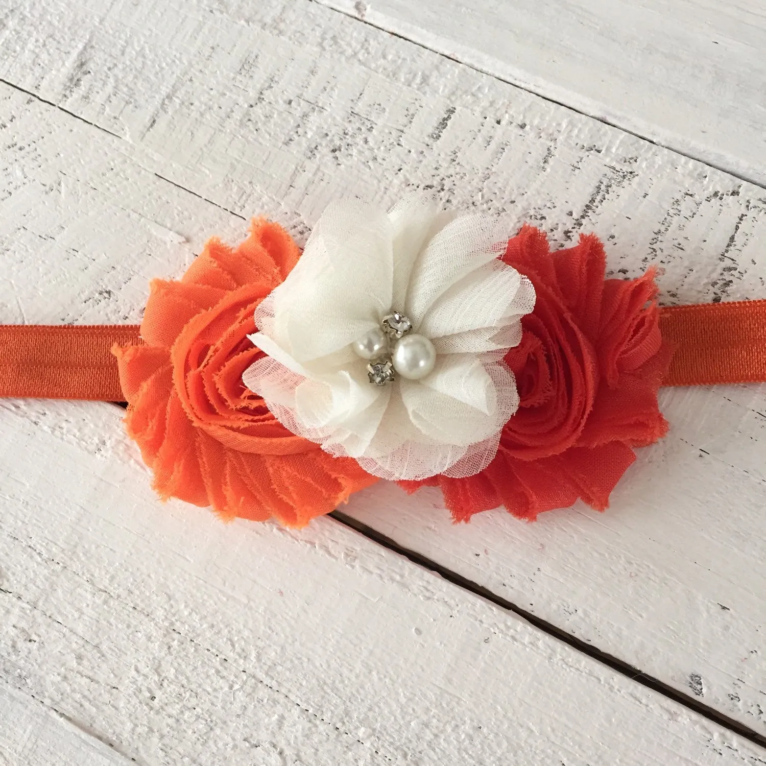 Lace Petti Romper - Embelished Orange romper and matching headband