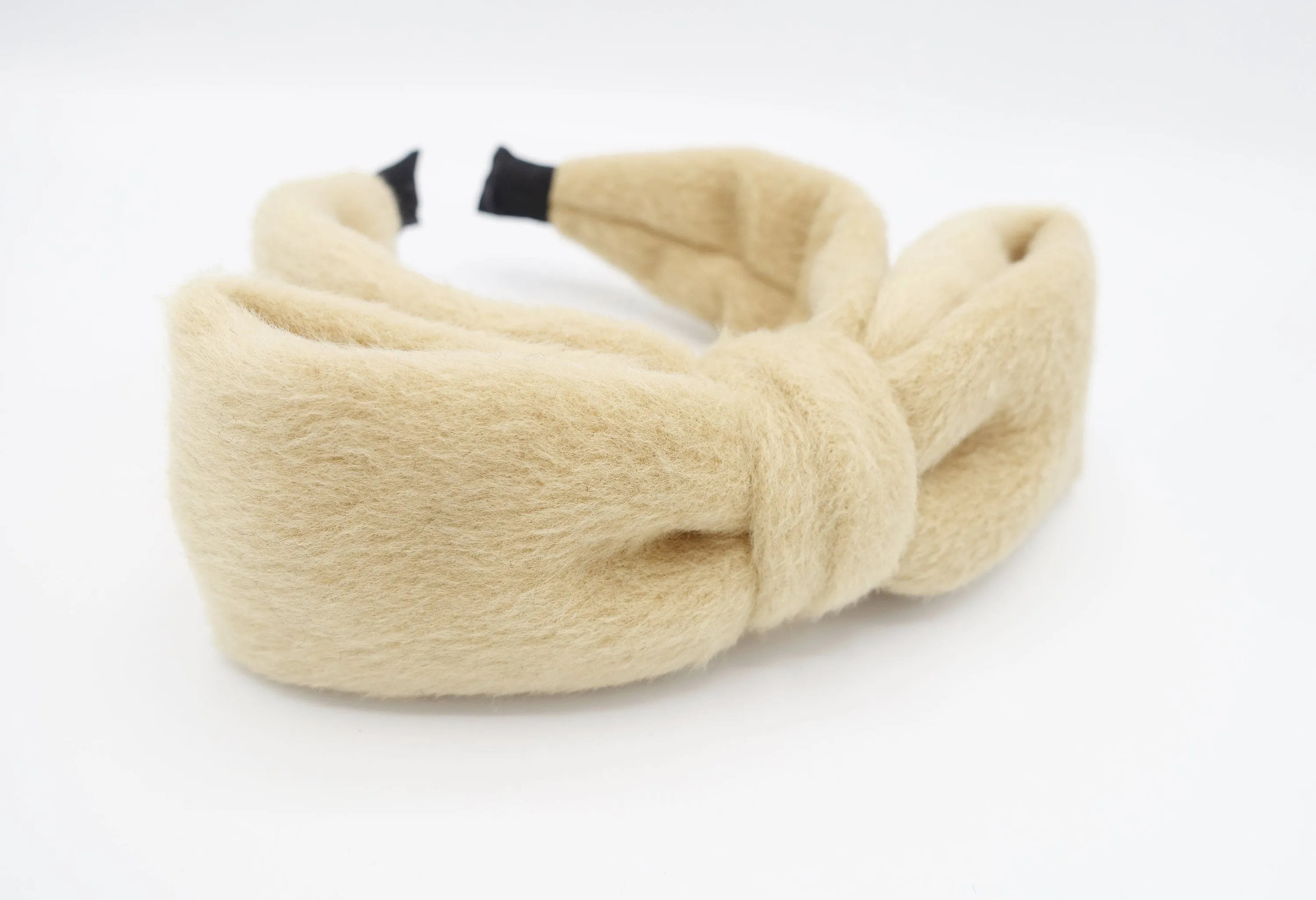 lambswool bow headband Winter fur fashion wool hairband women hair accessory