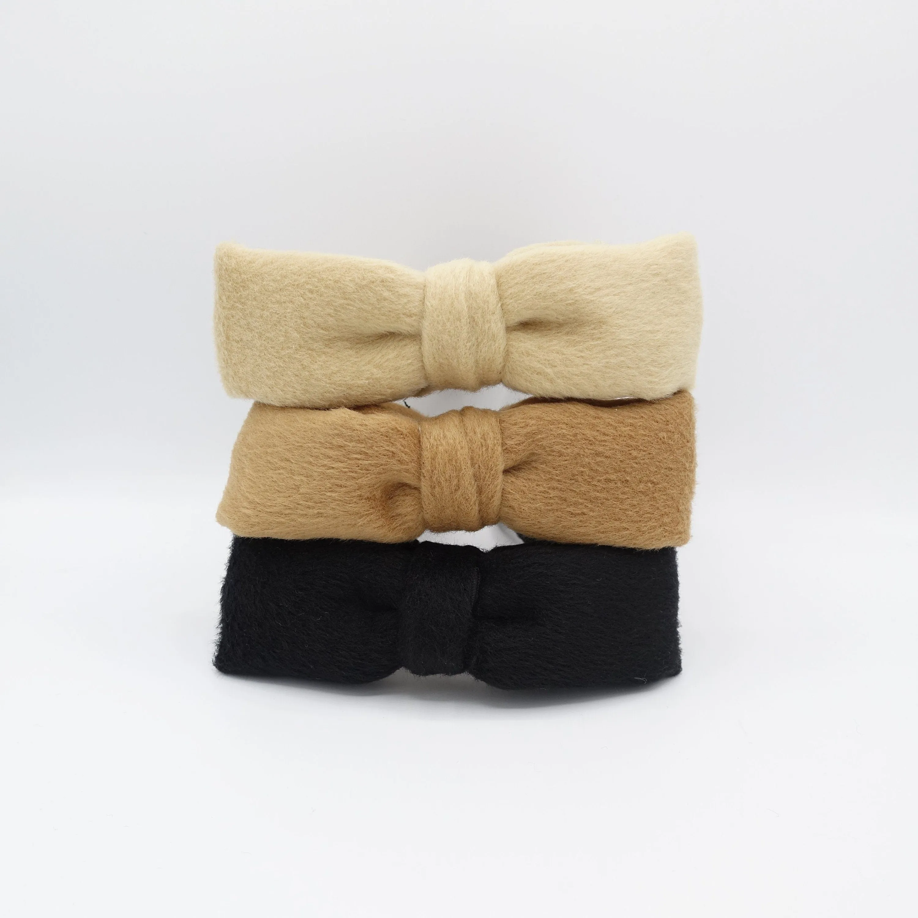 lambswool bow headband Winter fur fashion wool hairband women hair accessory