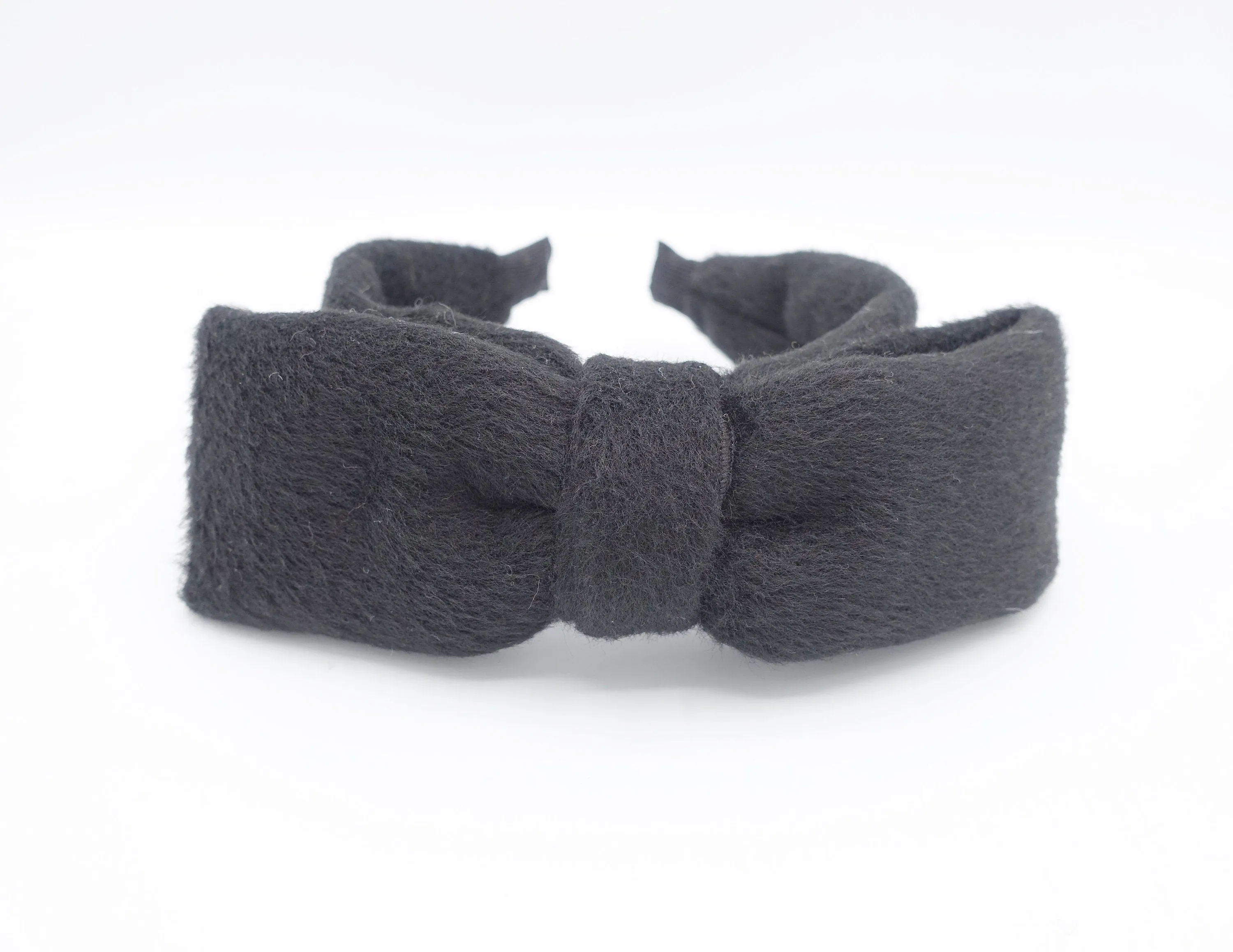 lambswool bow headband Winter fur fashion wool hairband women hair accessory