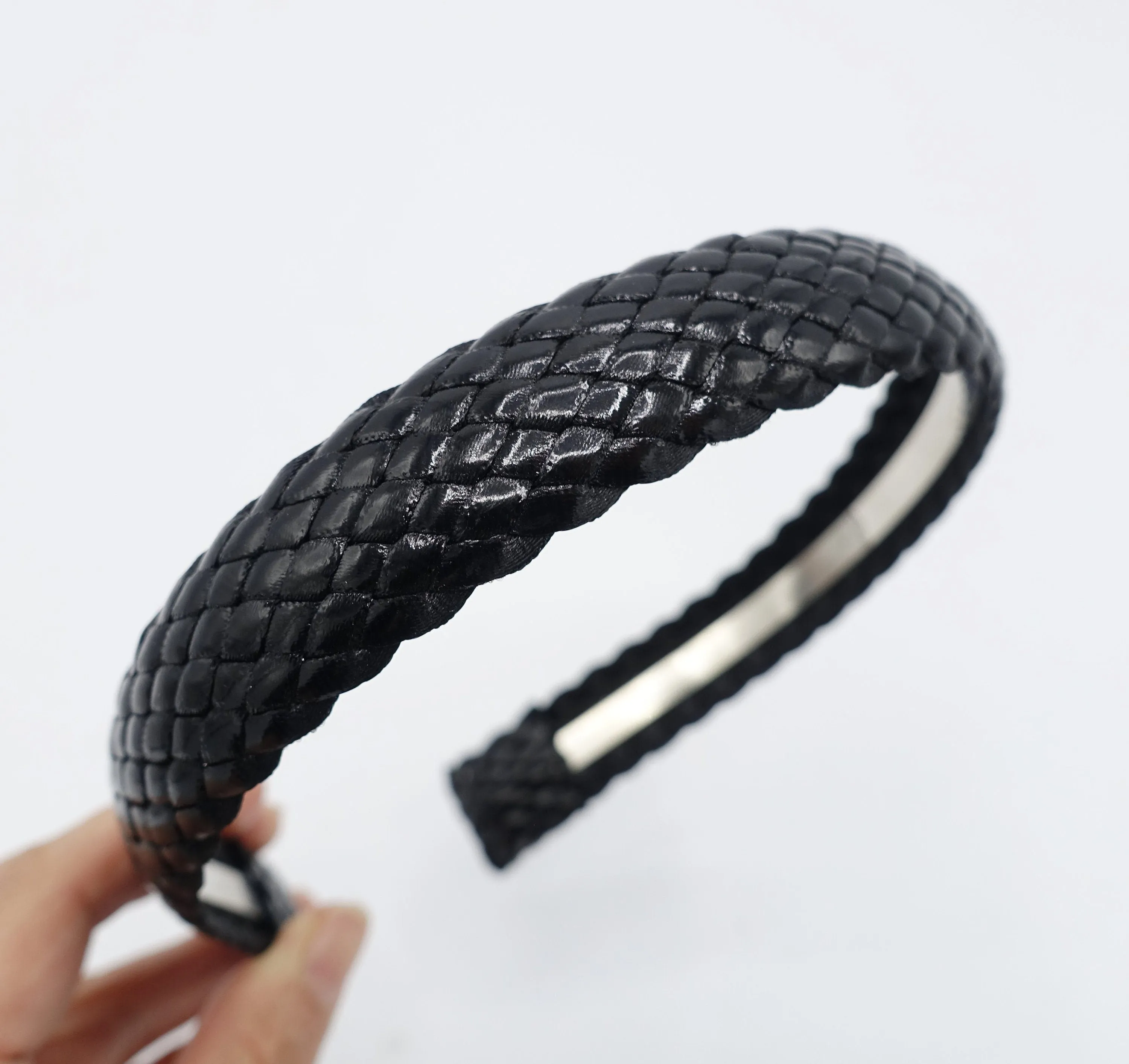 leather braided headband flat hairband hair accessory for women