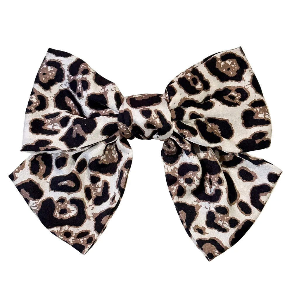 Leopard Print Hair Bow- Barrette