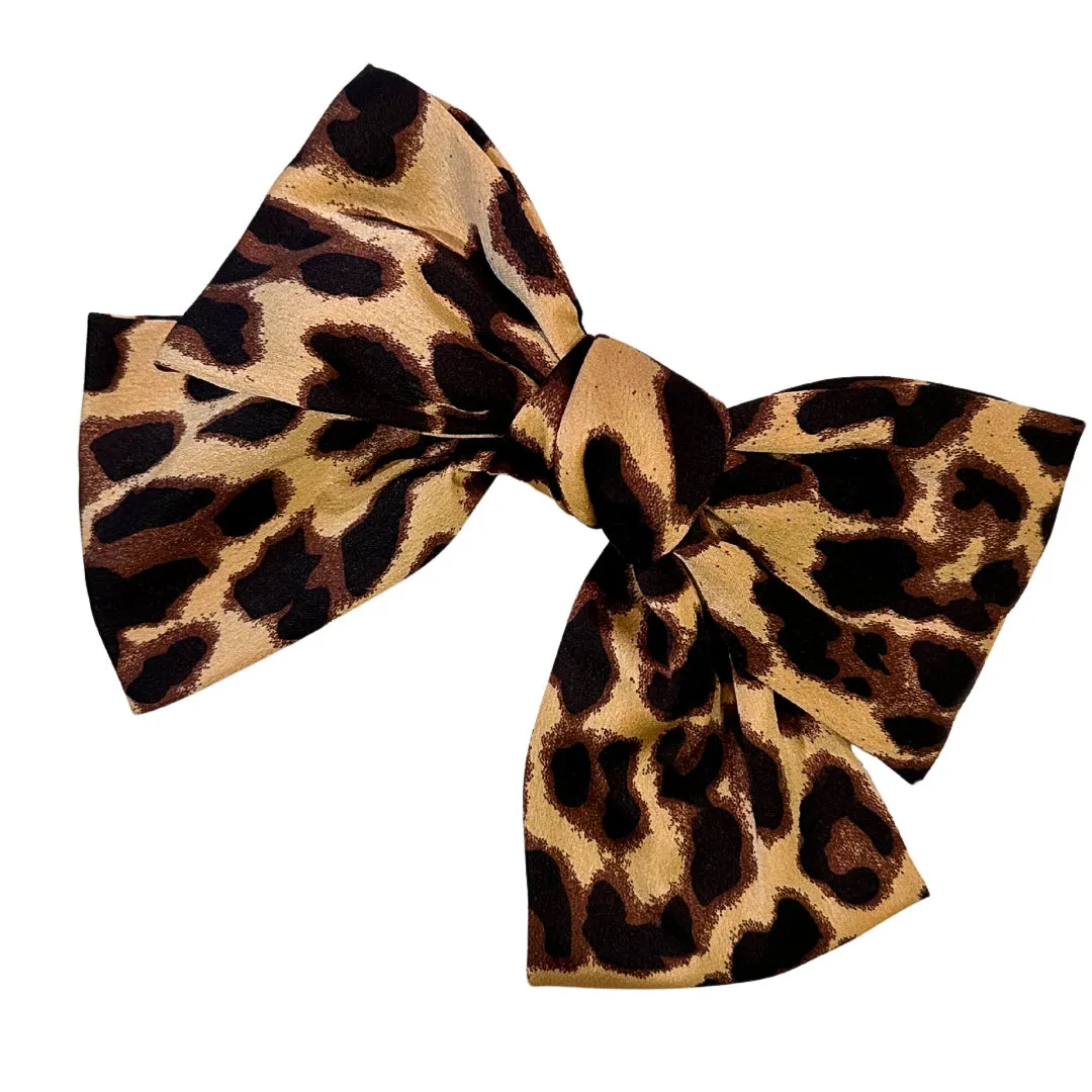 Leopard Print Hair Bow- Barrette