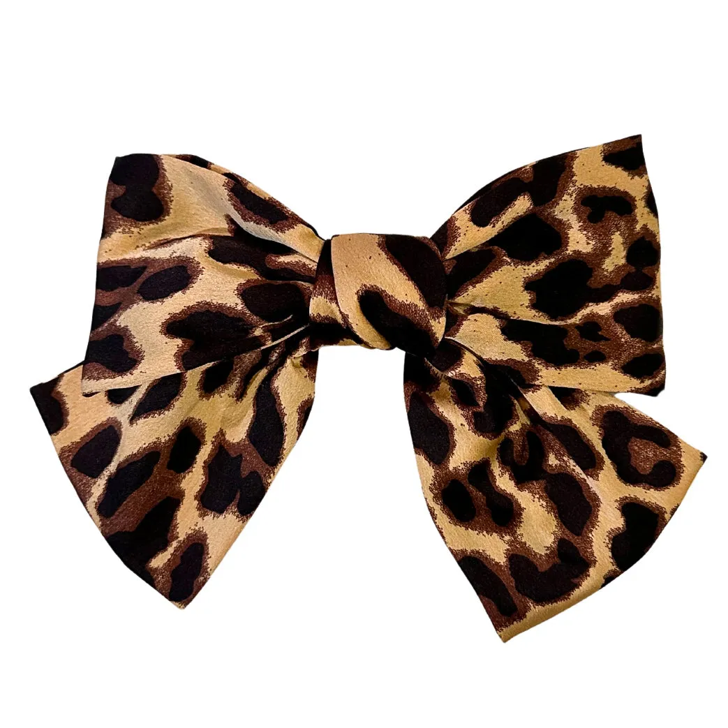 Leopard Print Hair Bow- Barrette