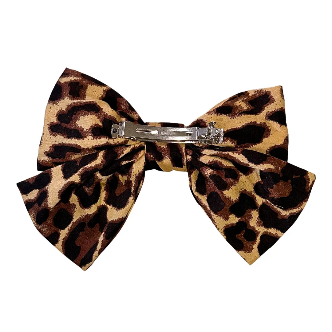 Leopard Print Hair Bow- Barrette