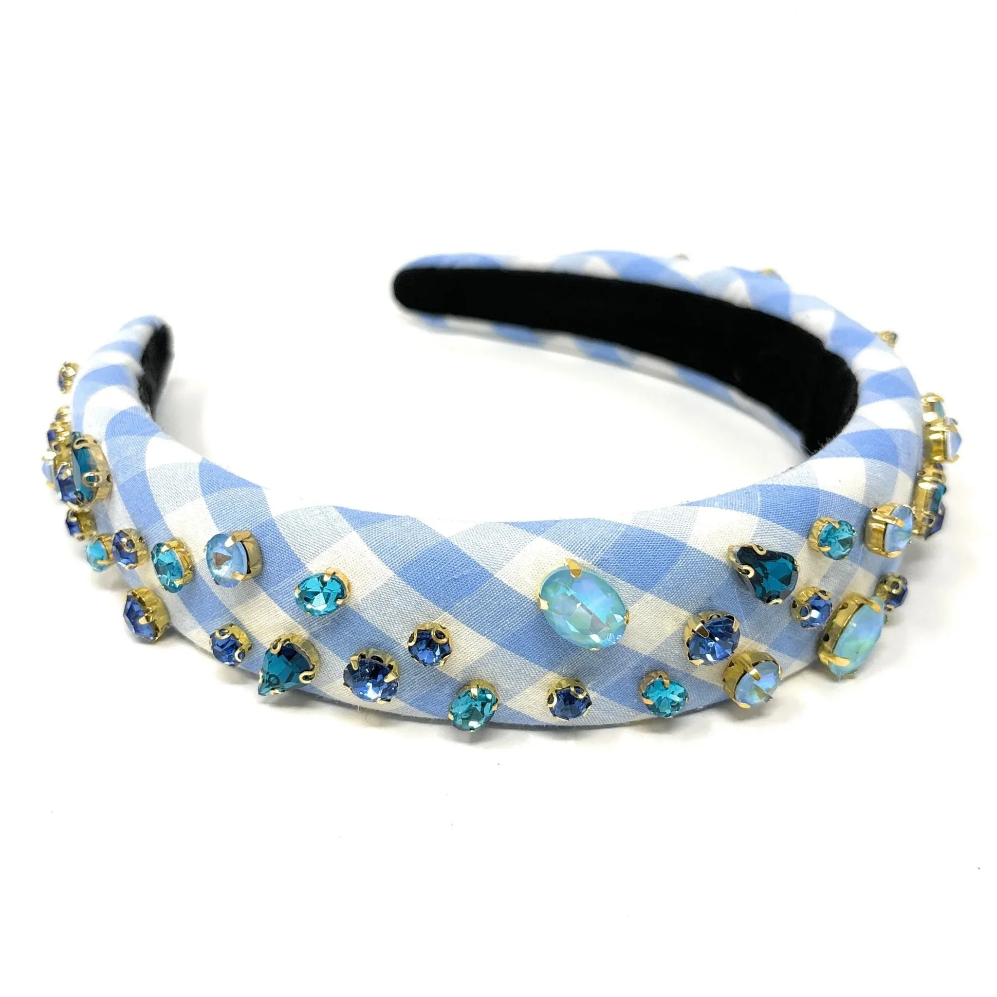 Light Blue Gingham Padded Headband