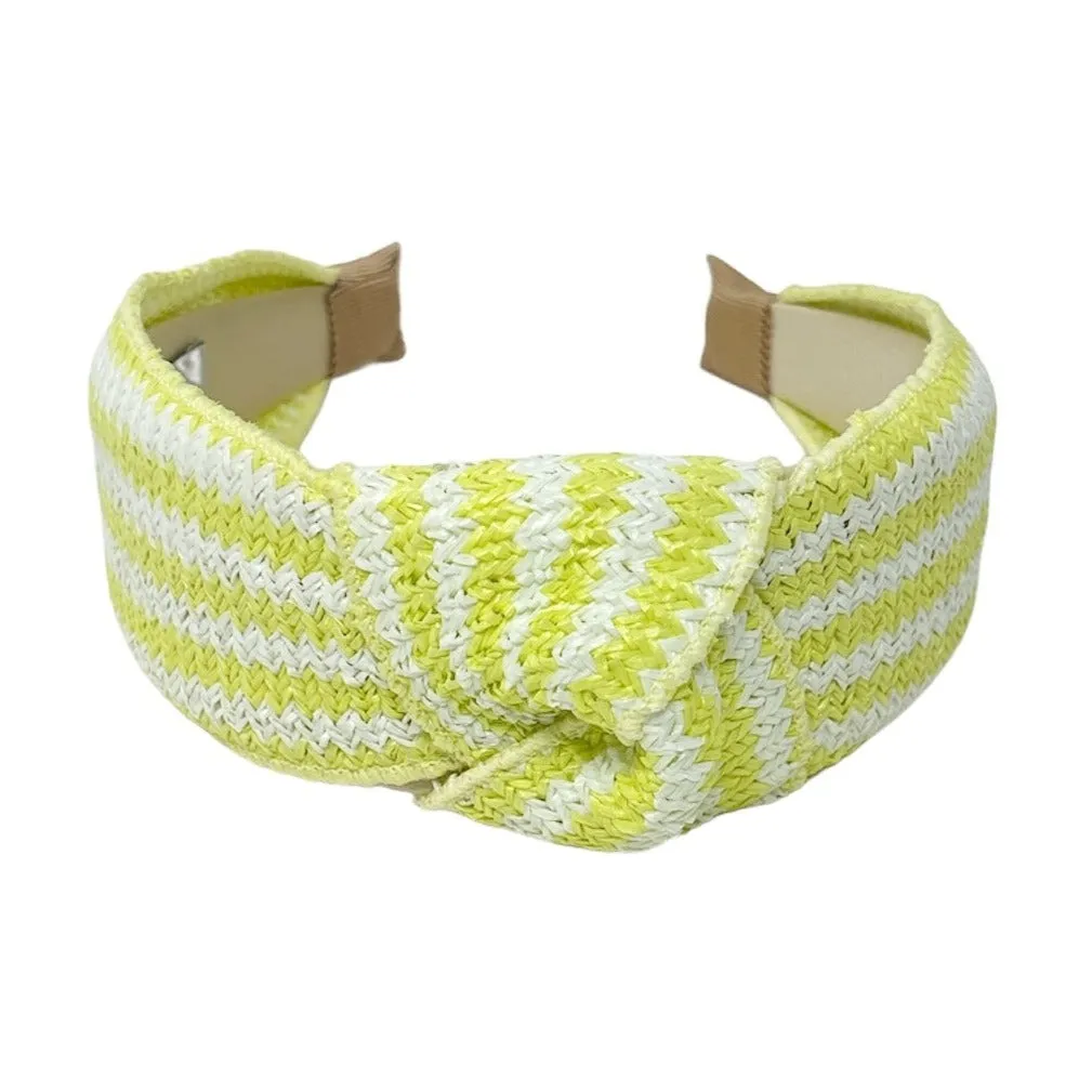 Lime Yellow Raffia Knot Headband