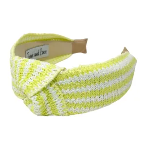 Lime Yellow Raffia Knot Headband