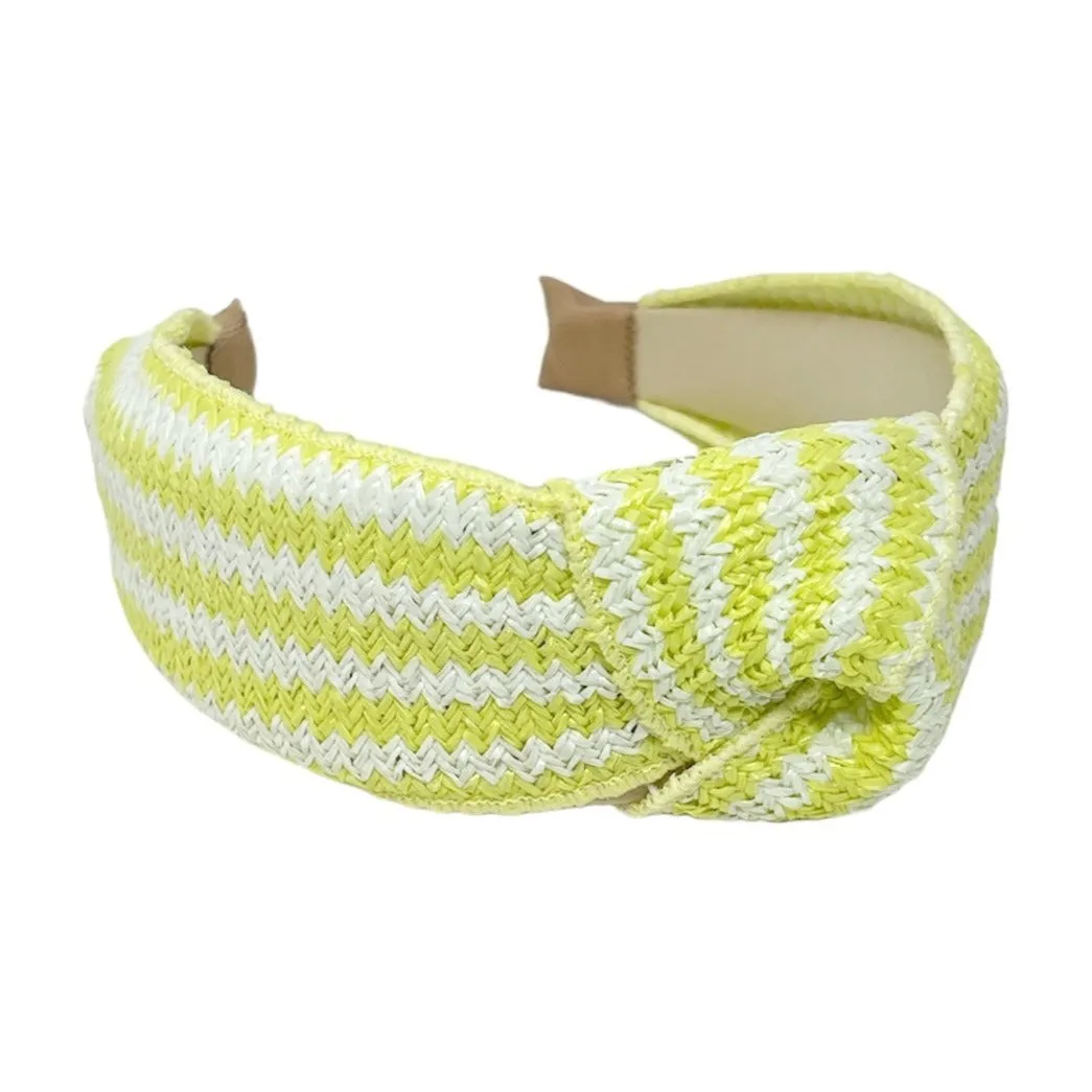 Lime Yellow Raffia Knot Headband