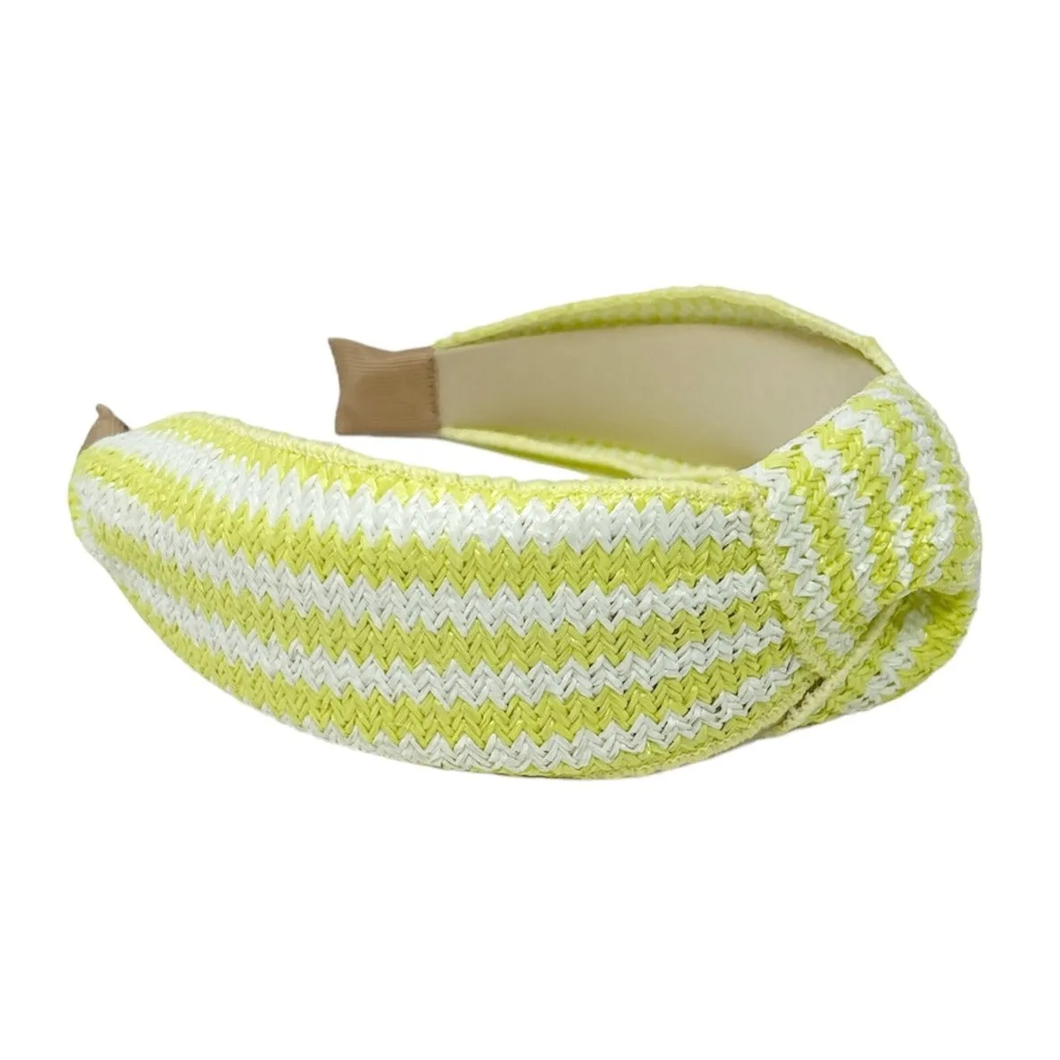 Lime Yellow Raffia Knot Headband