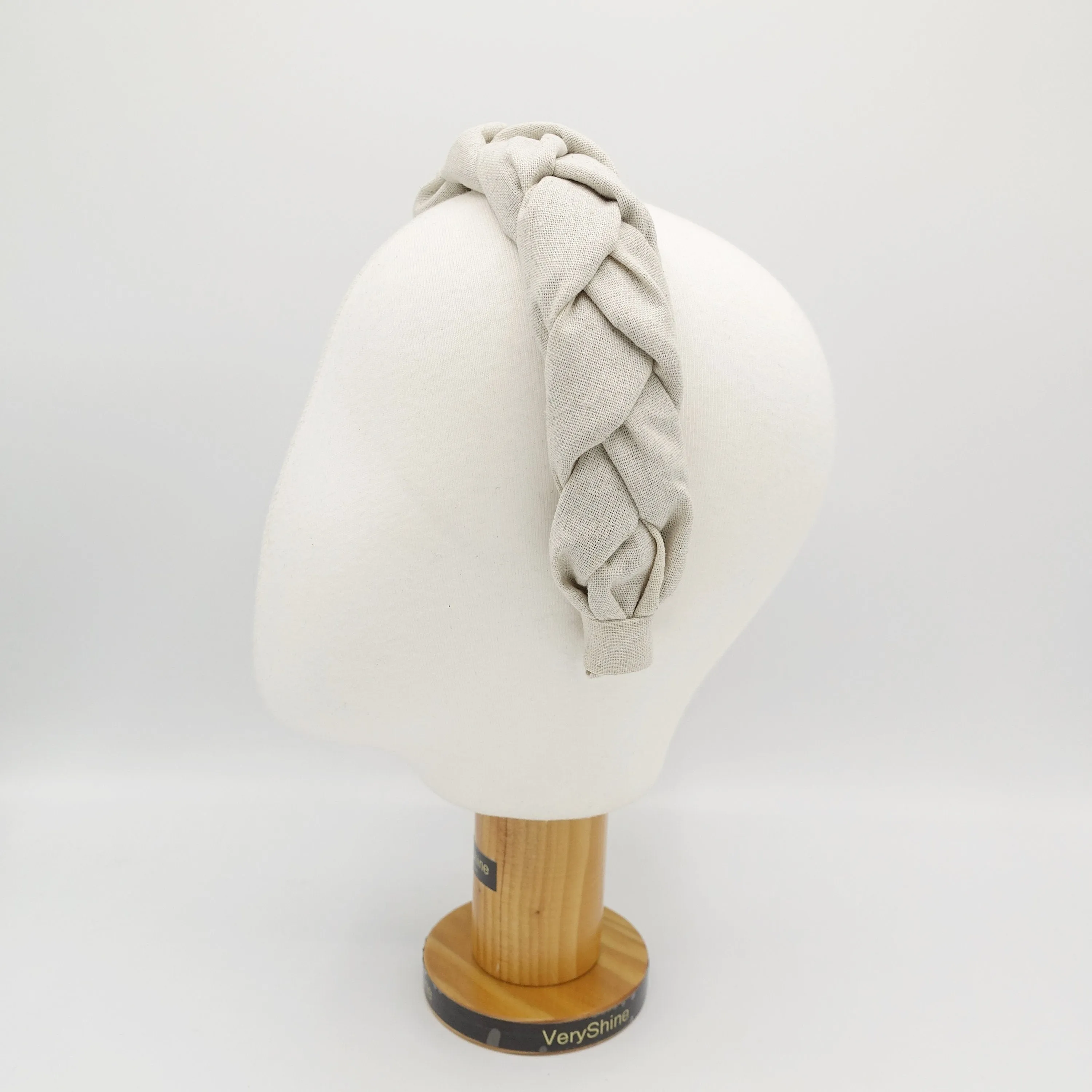 linen braided headband natural solid hairband for women