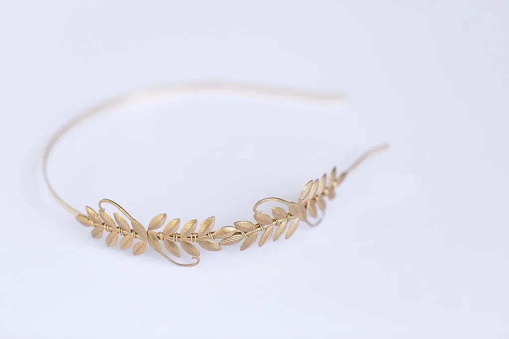 Little Laurels brass leaf headband