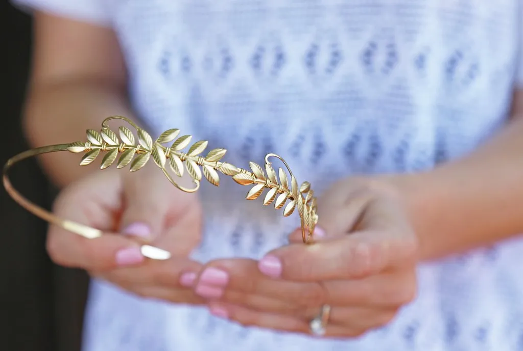 Little Laurels brass leaf headband