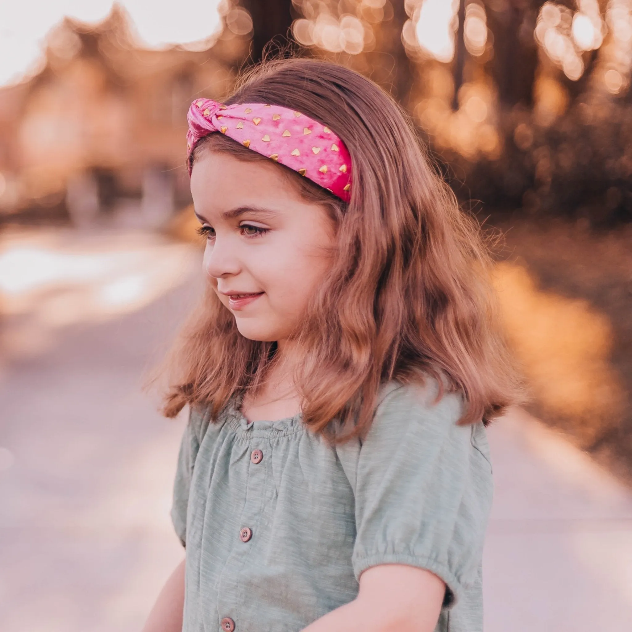 Metal Heart Studded Velvet Knot Headband