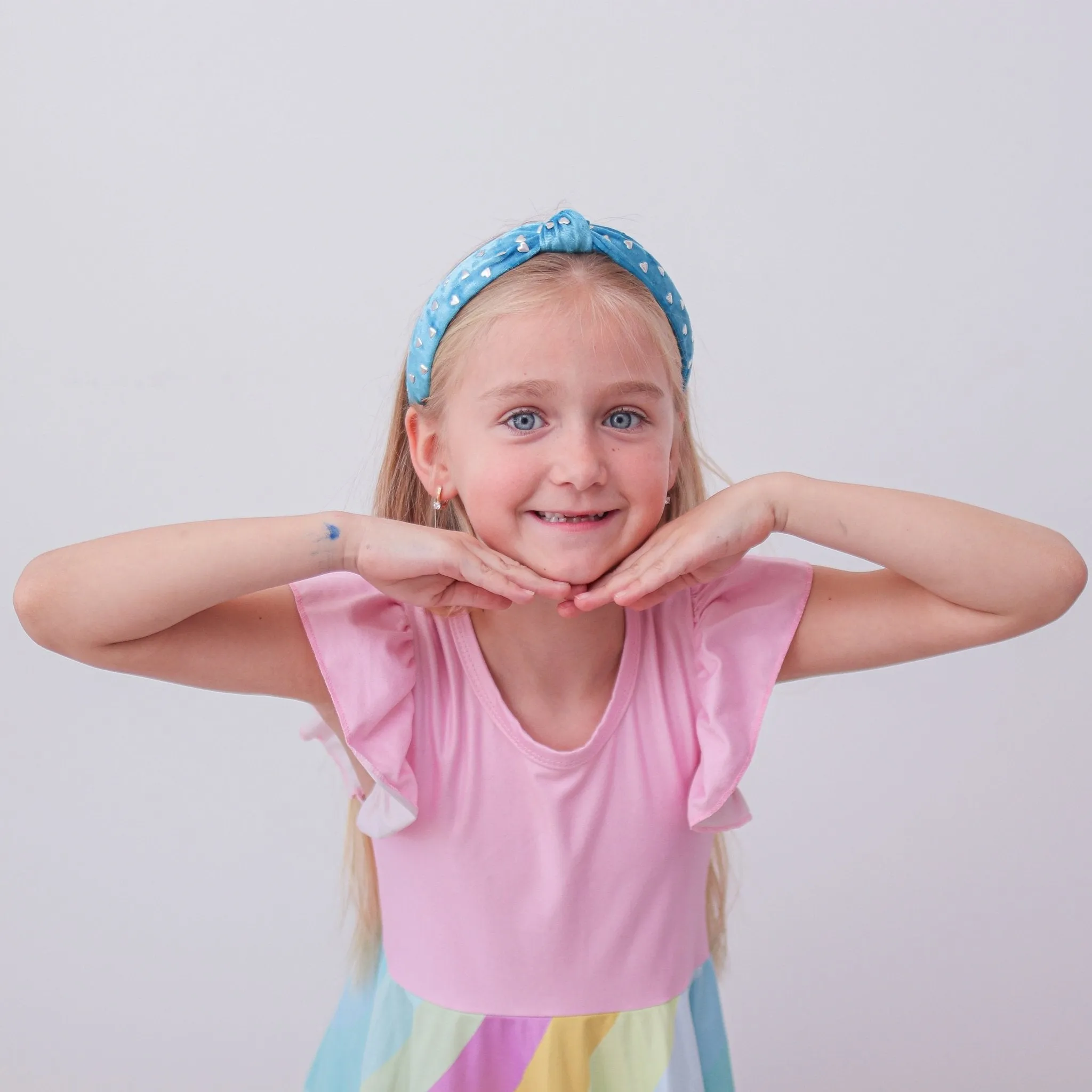 Metal Heart Studded Velvet Knot Headband