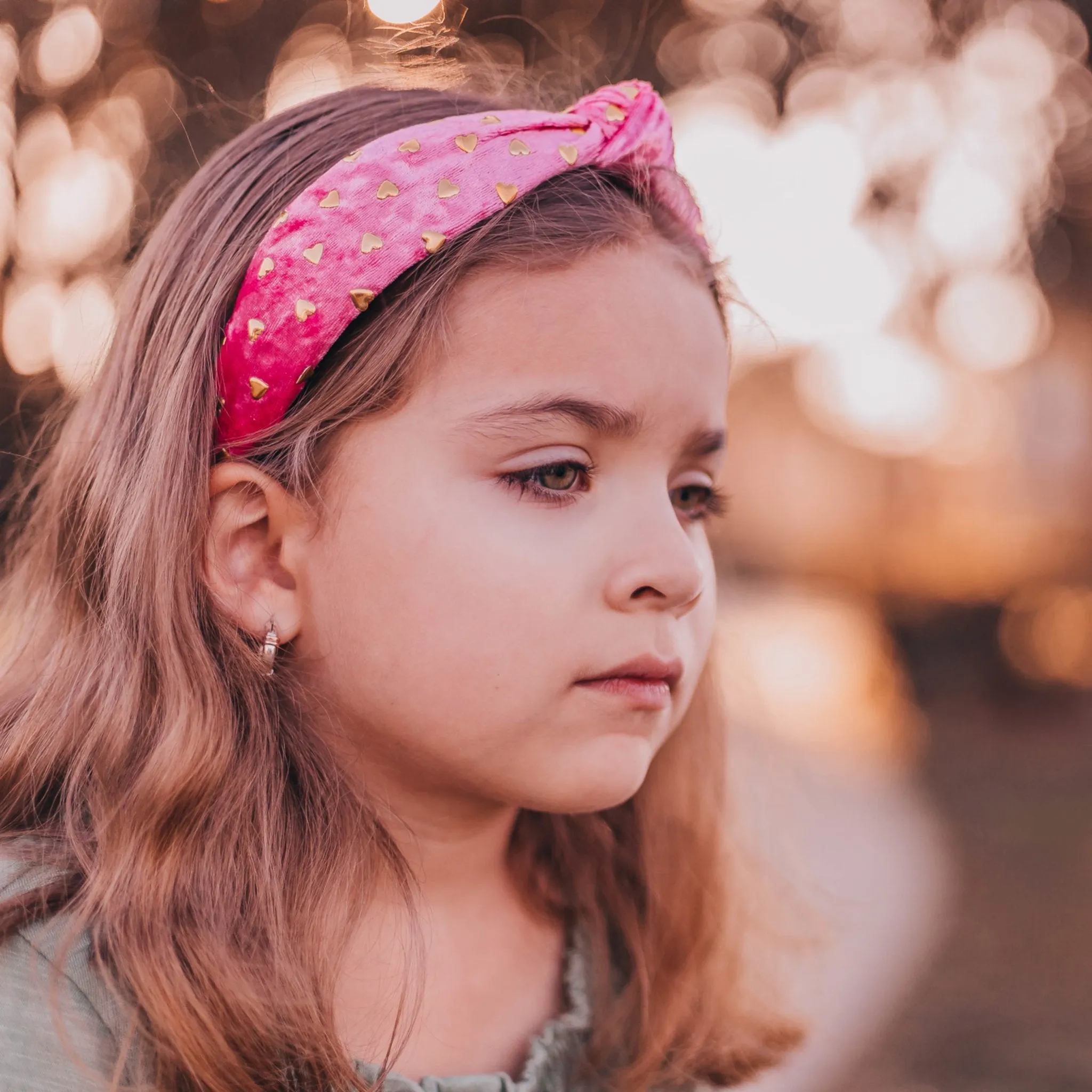 Metal Heart Studded Velvet Knot Headband