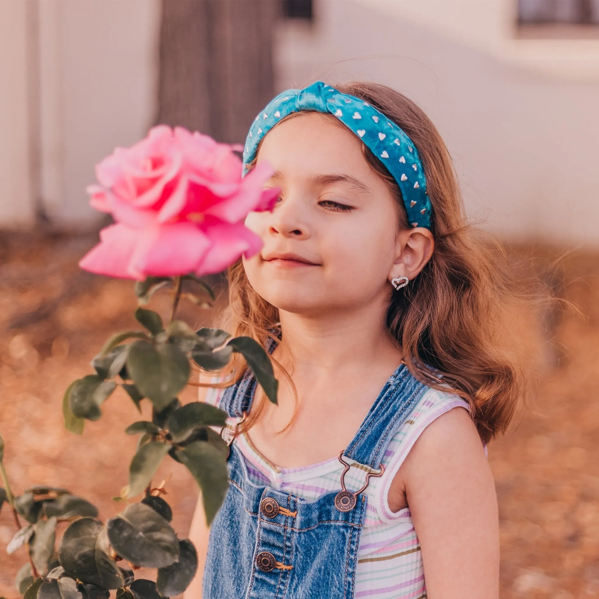 Metal Heart Studded Velvet Knot Headband