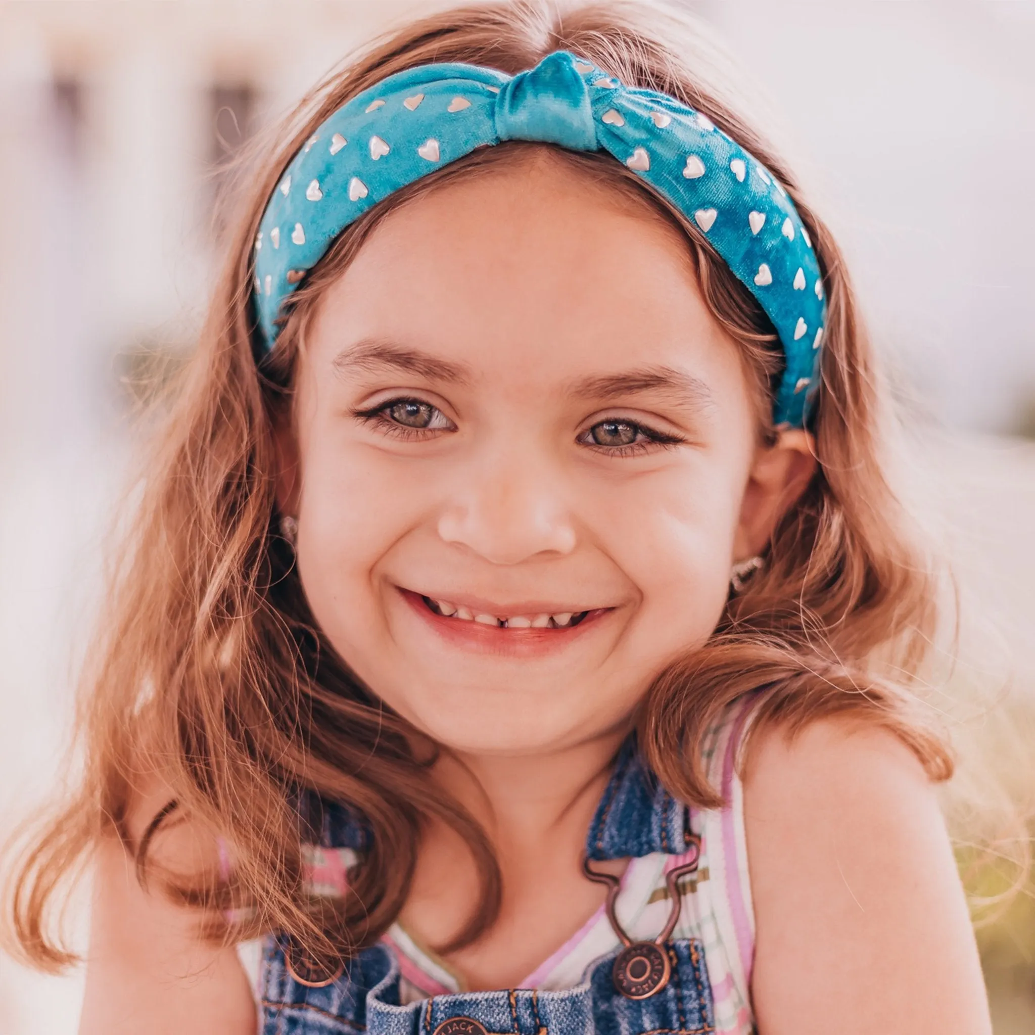 Metal Heart Studded Velvet Knot Headband