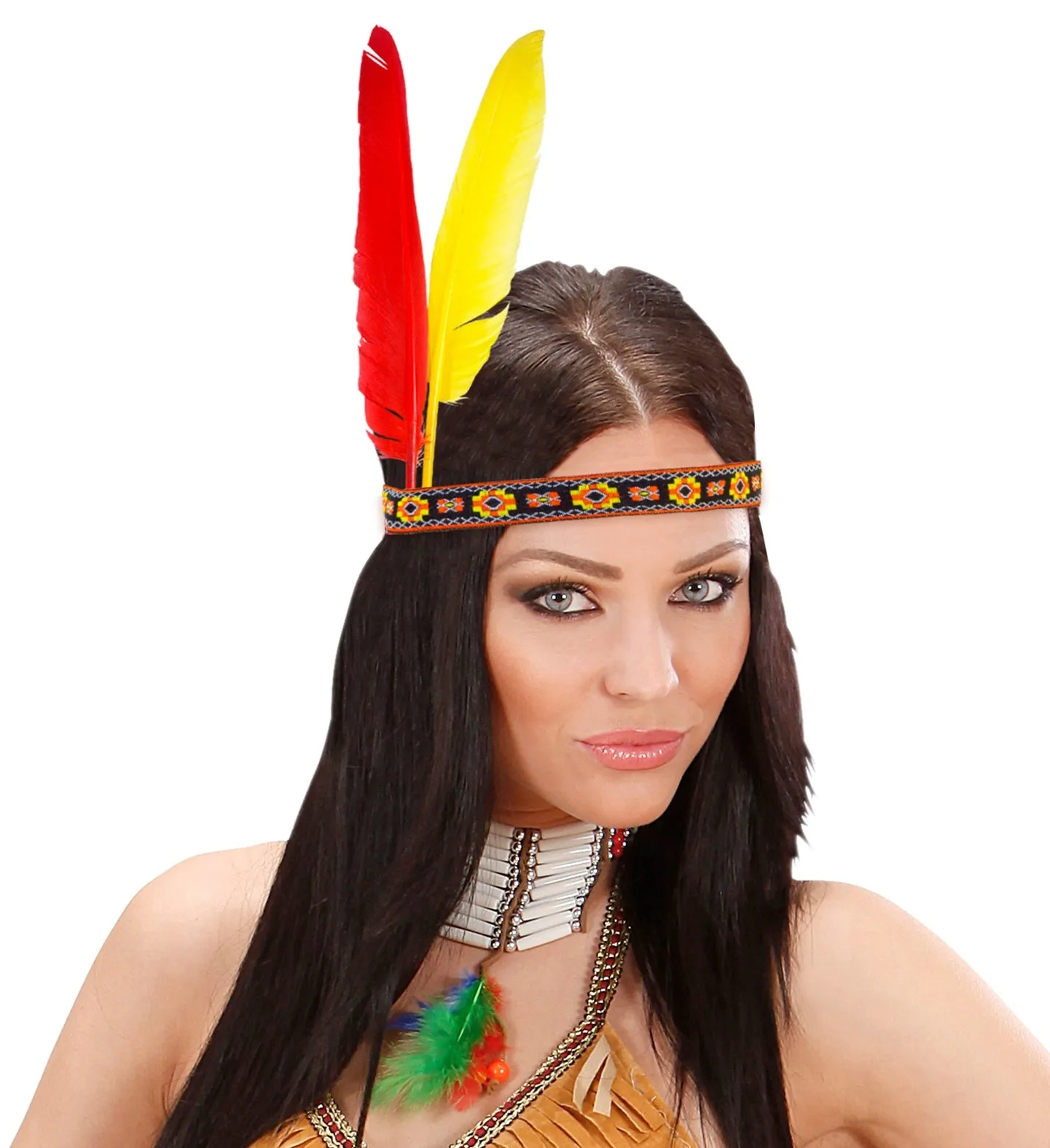 Native Indian Headband With Feathers