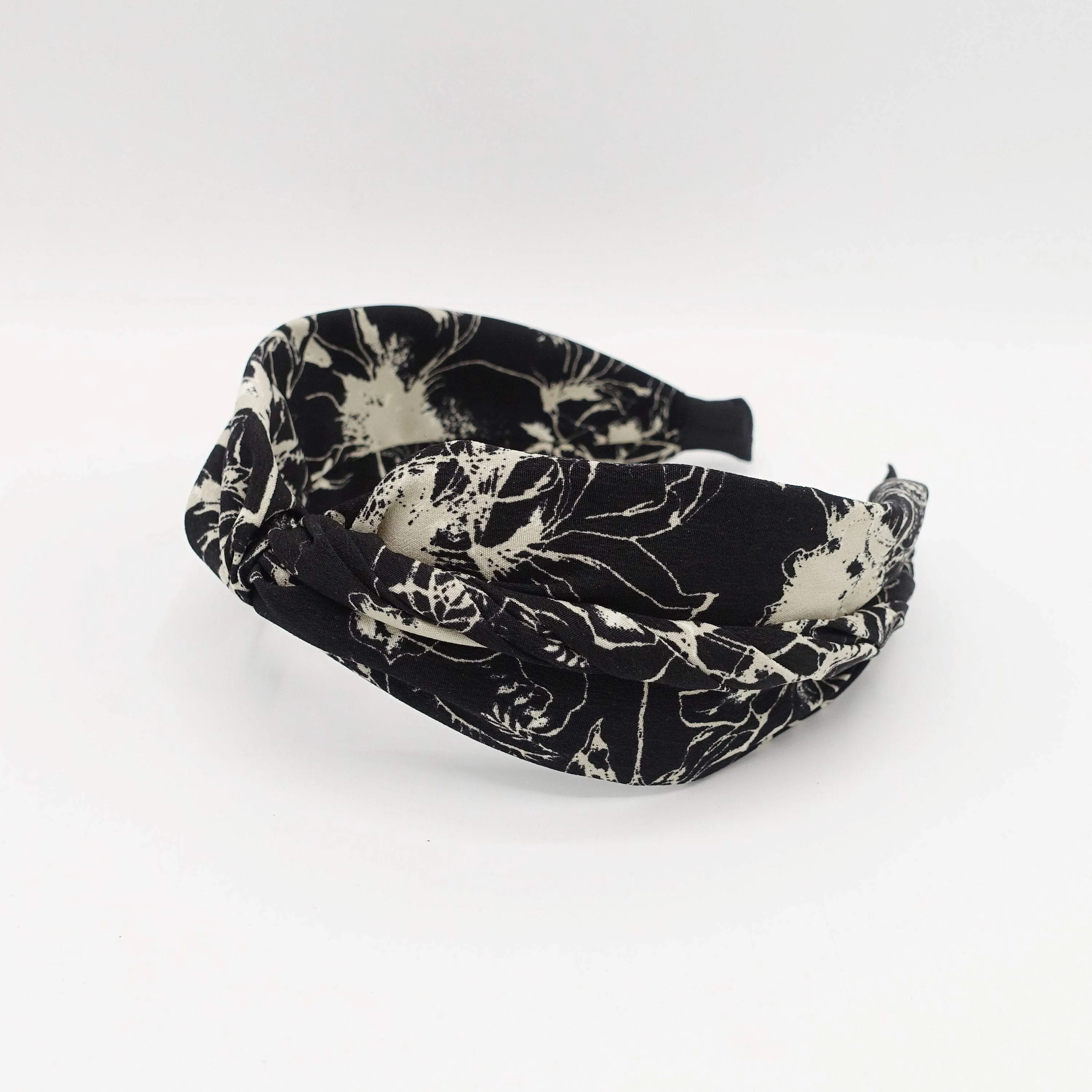 neutral floral print cross headband stylish hair accessory for women