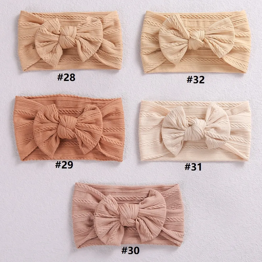 Newborn Baby Headbands - Fashionable and Soft - Wide Elastic Knit Band With Bow (32 Colors)