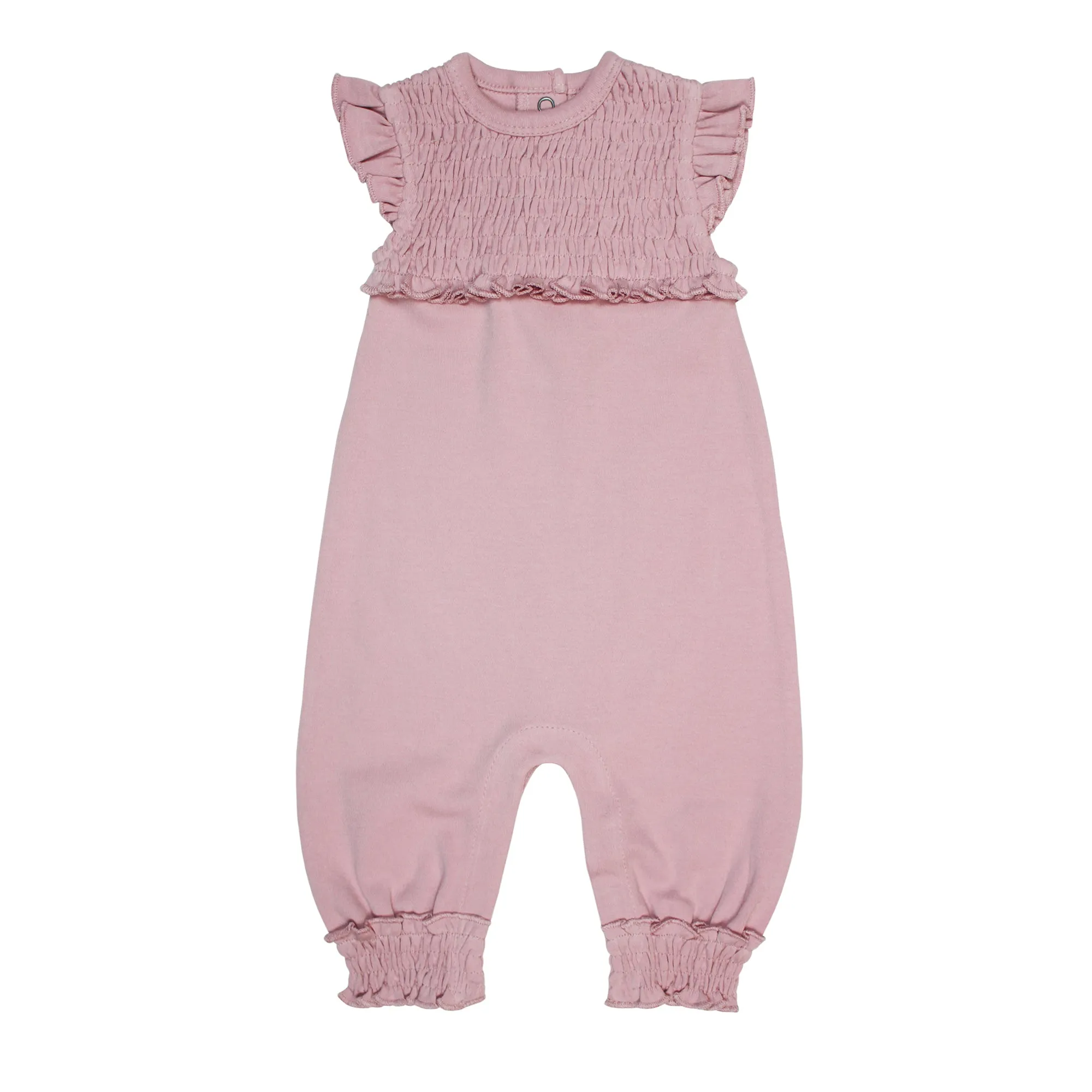 Organic Smocked S/Sleeve Romper - Fern & Flower