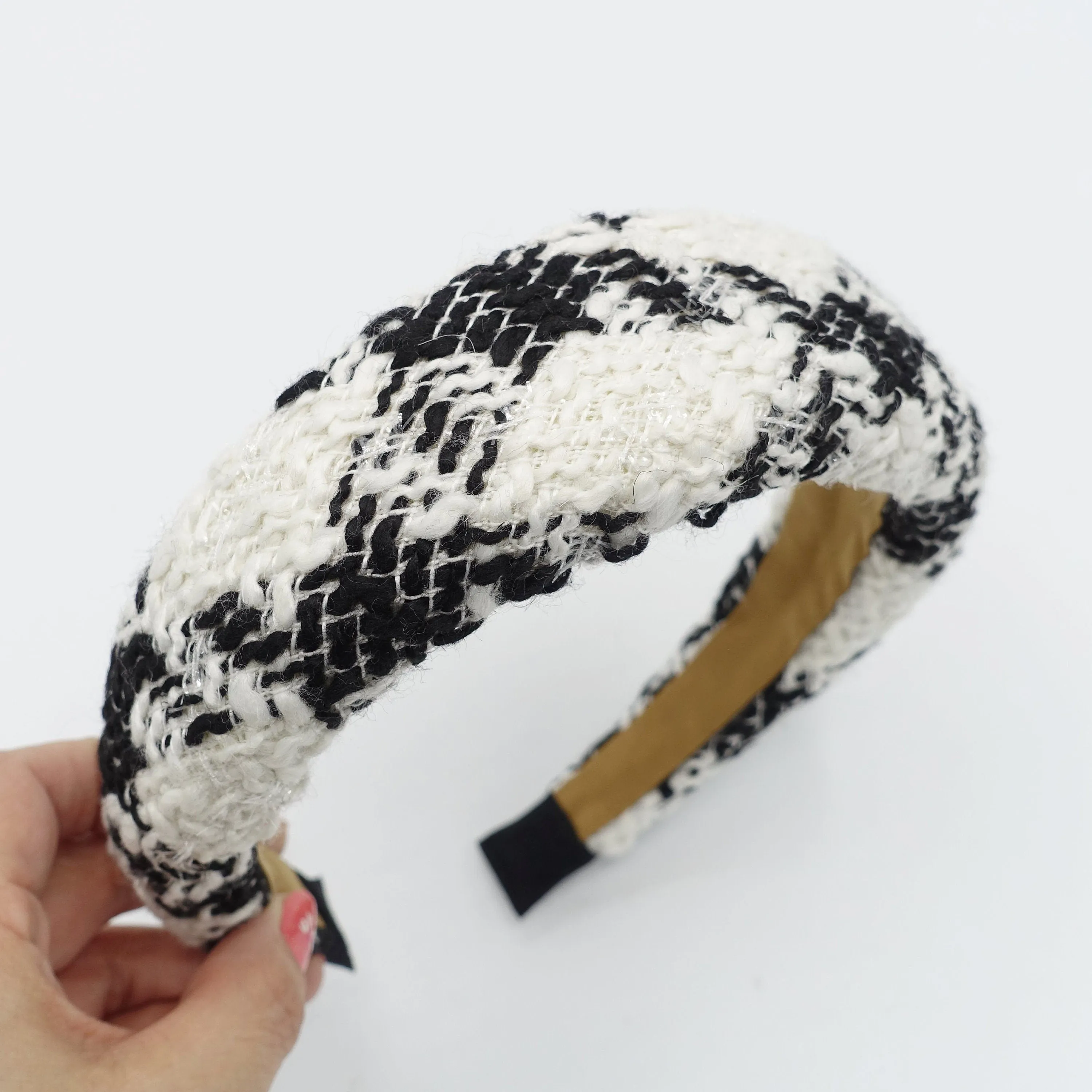 padded tweed headband stylish hairband trendy women hair accessory