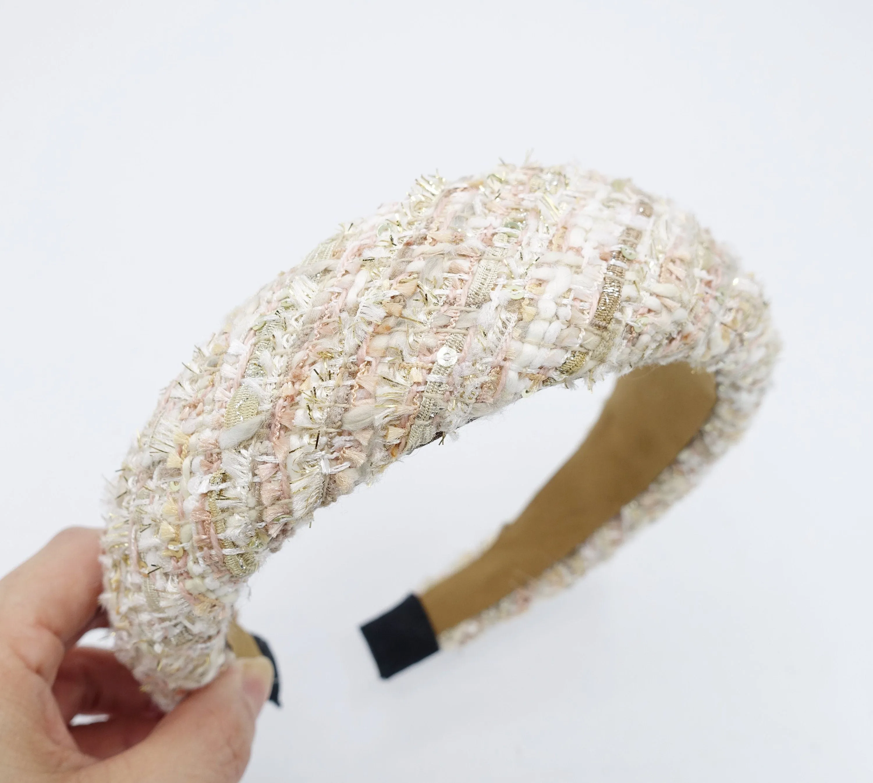 padded tweed headband stylish hairband trendy women hair accessory