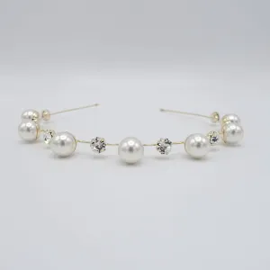 Pearl accentuated metal thin headband rhinestone embellished headband