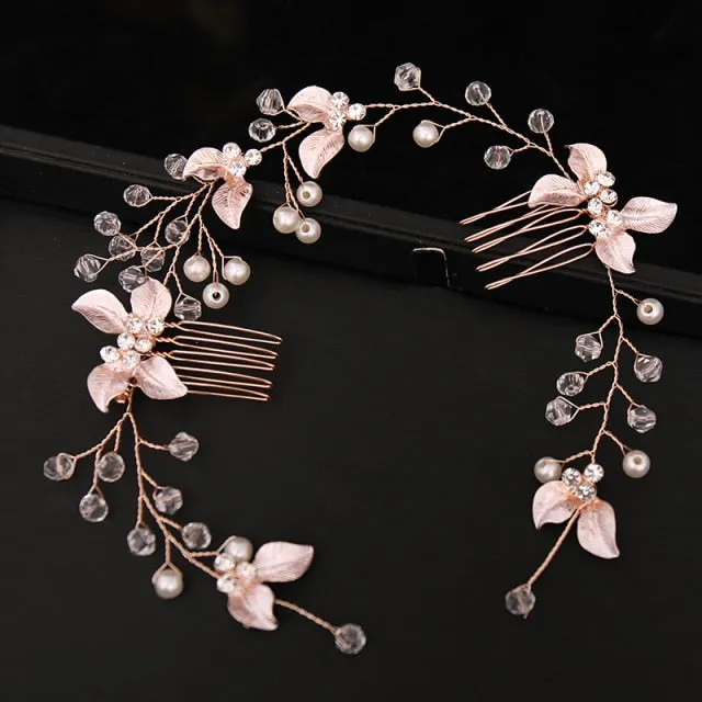 Pearl Leaf Comb Headband Hair Accessories For Women Tiara Headband Wedding Accessories Headband on the head