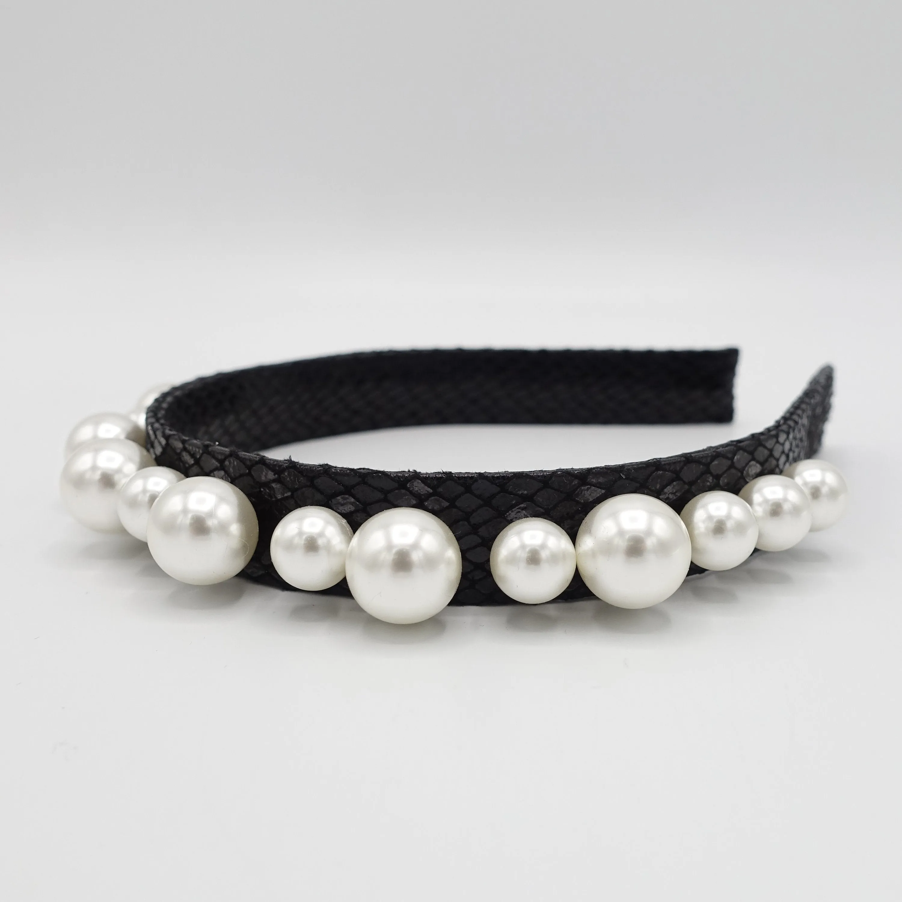 pearl leather headband