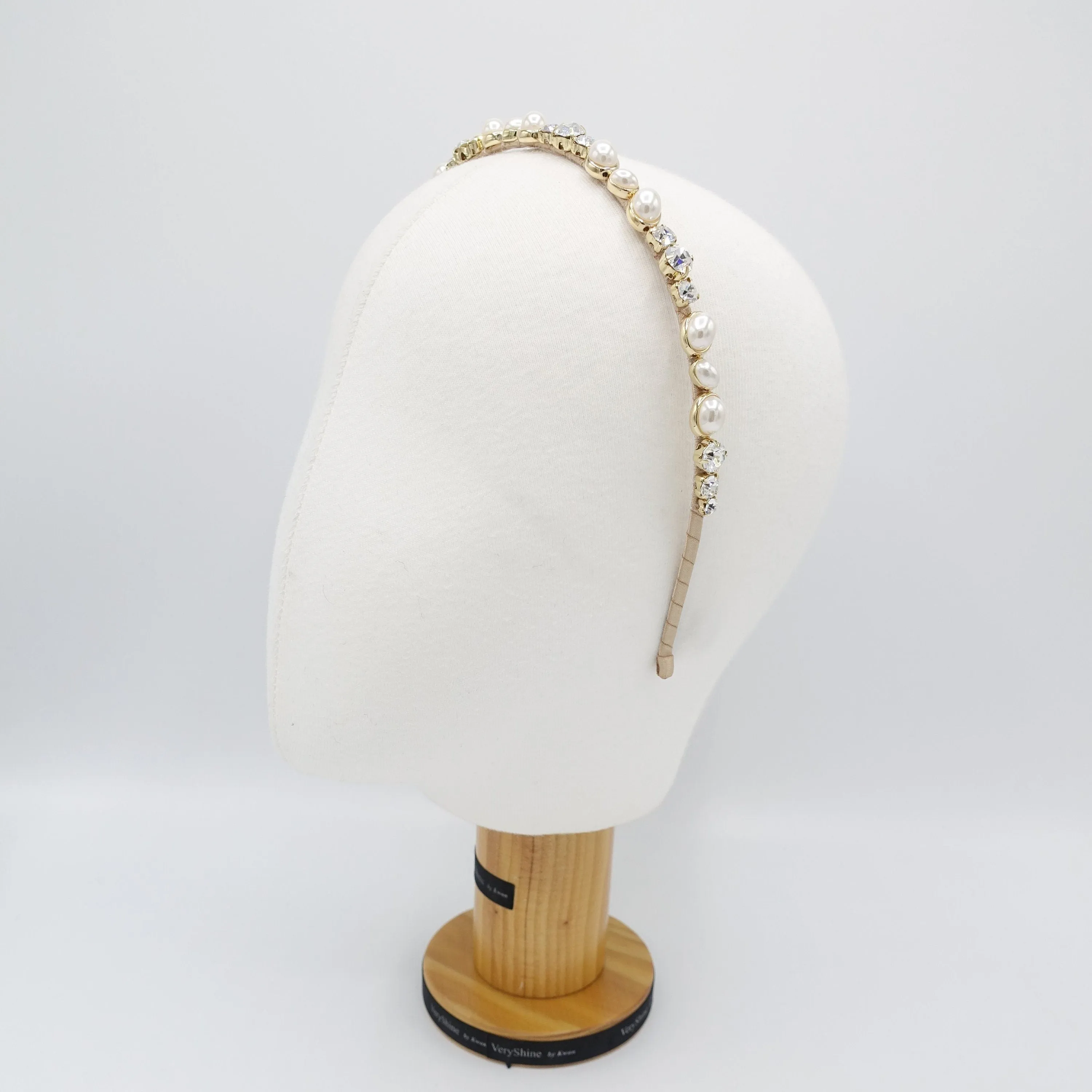 pearl rhinestone embellished thin headband