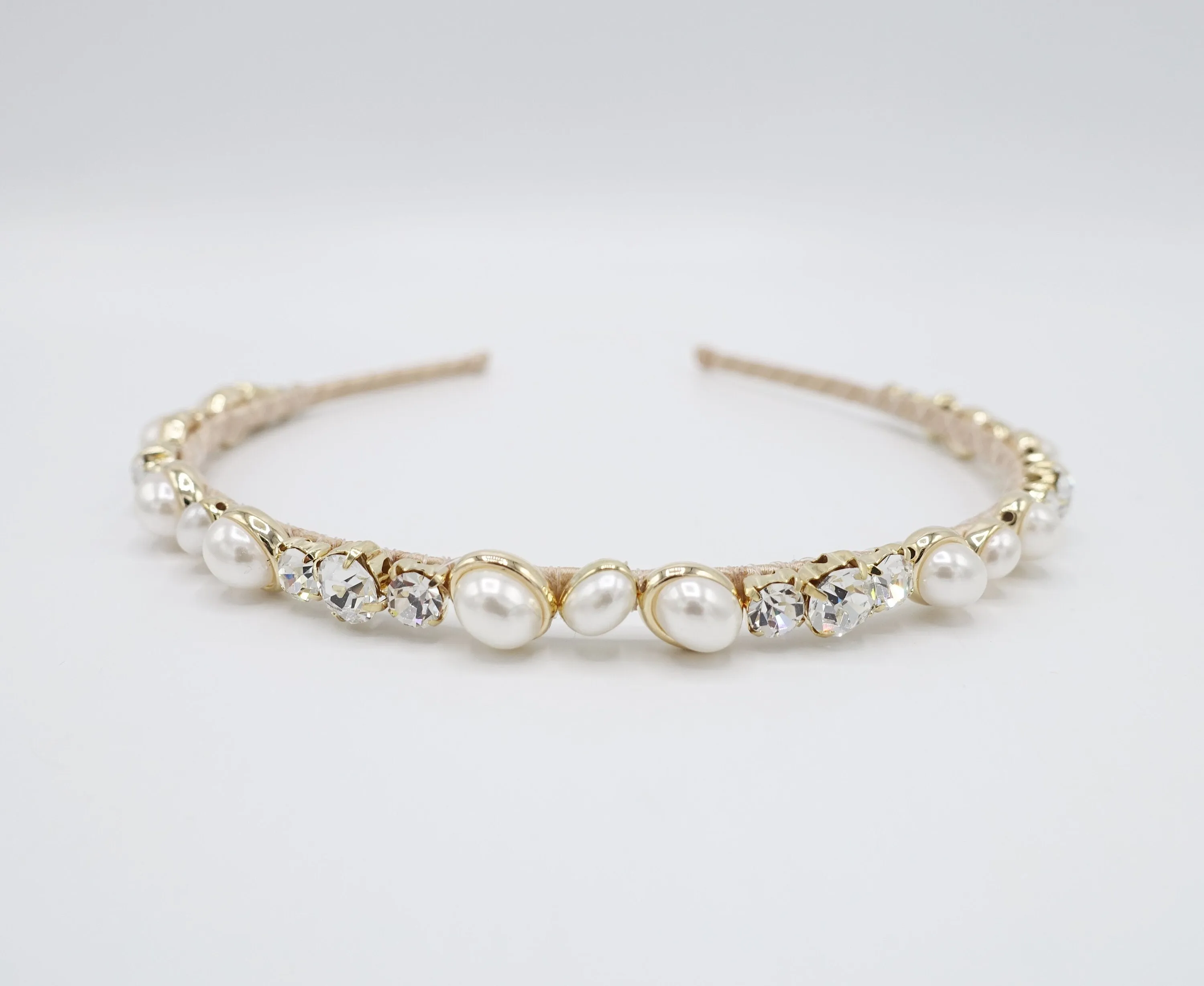 pearl rhinestone embellished thin headband