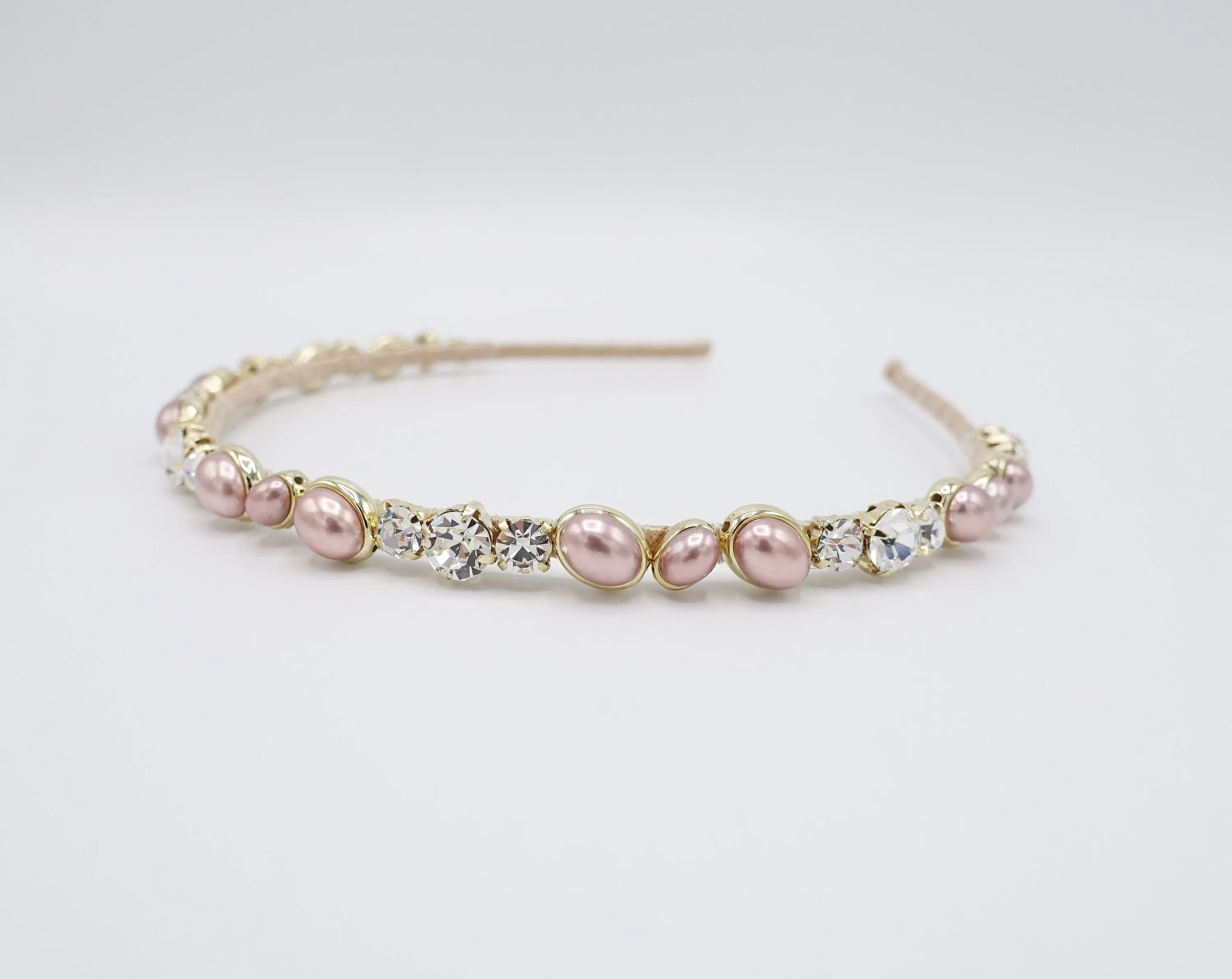 pearl rhinestone embellished thin headband