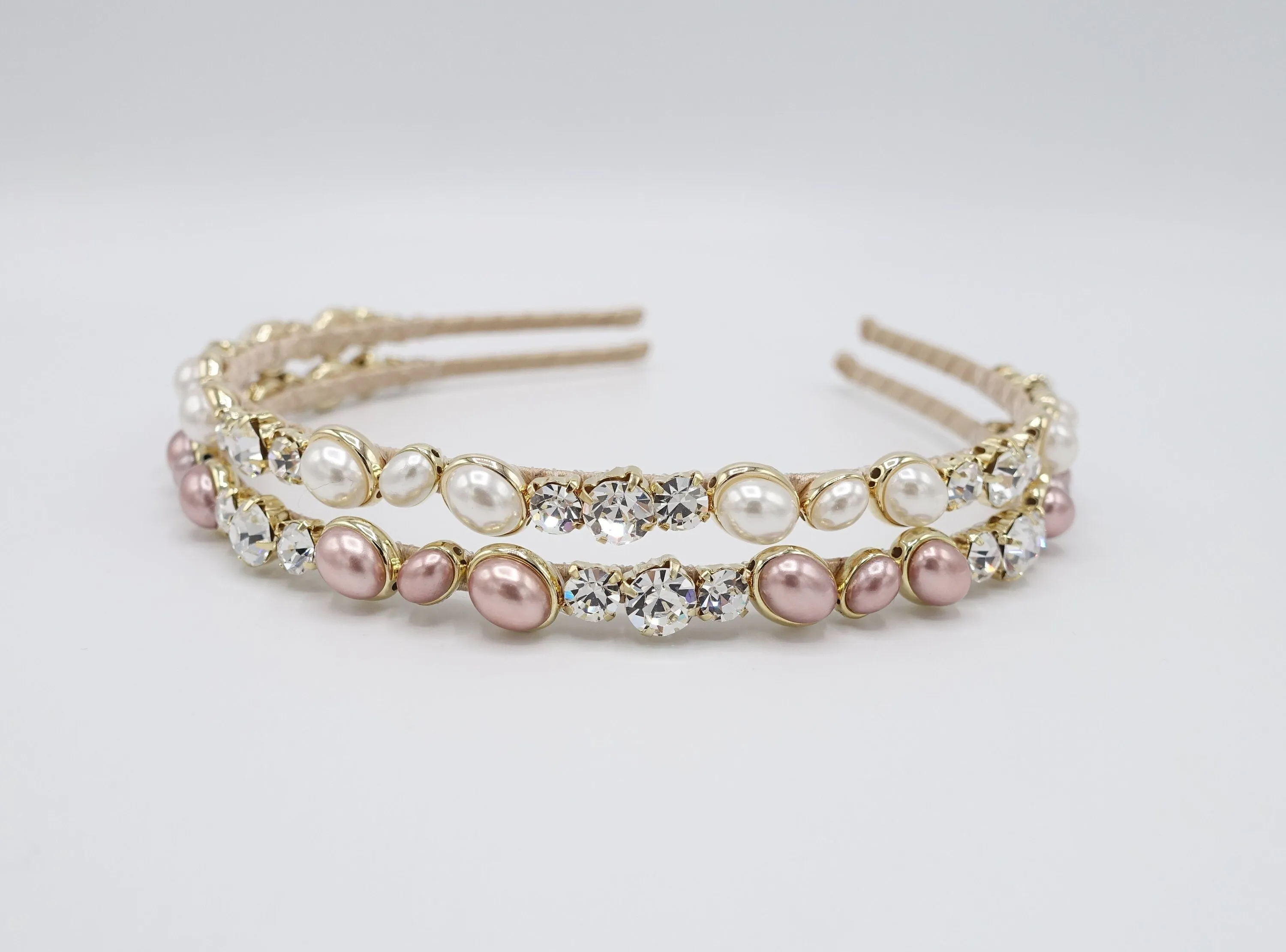 pearl rhinestone embellished thin headband