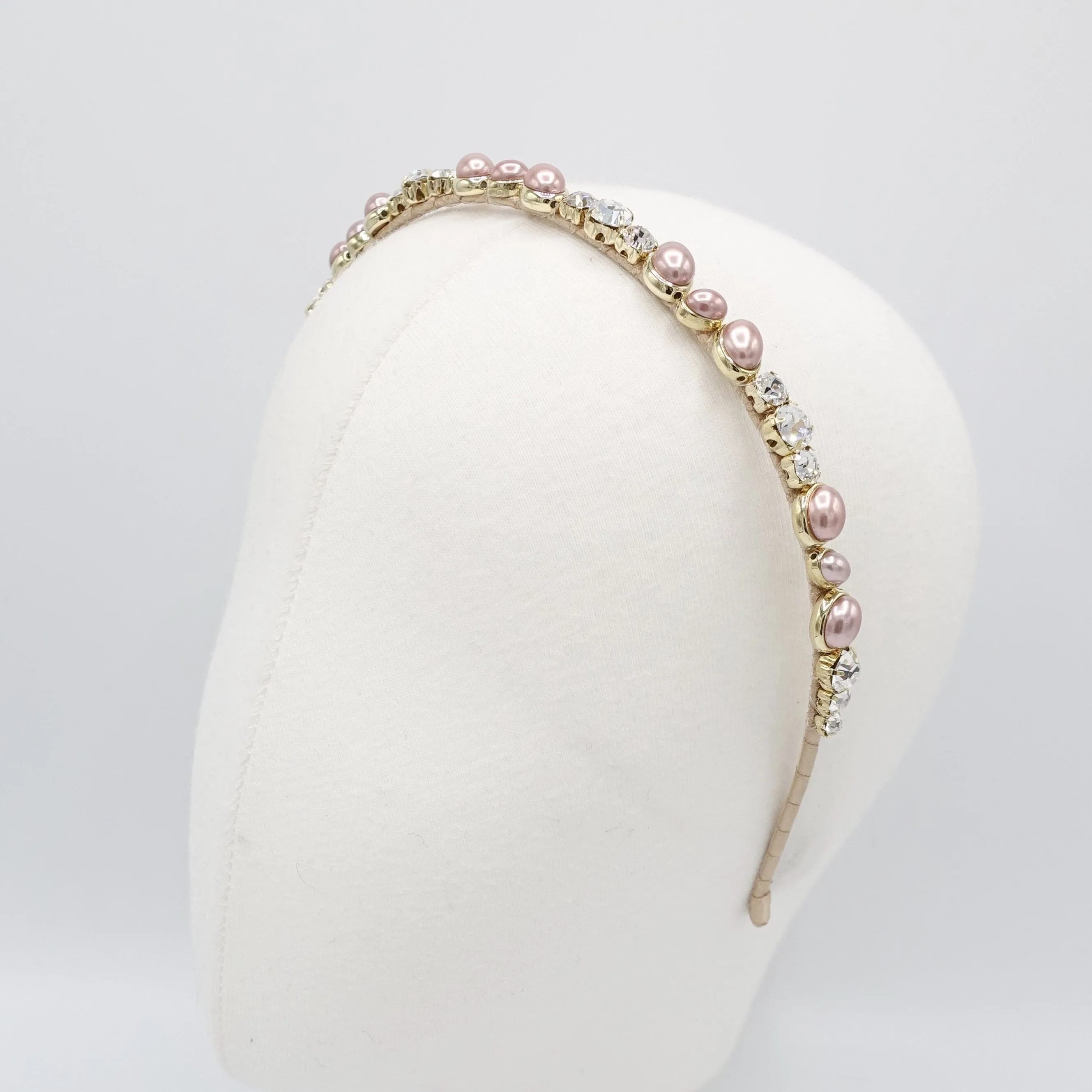 pearl rhinestone embellished thin headband