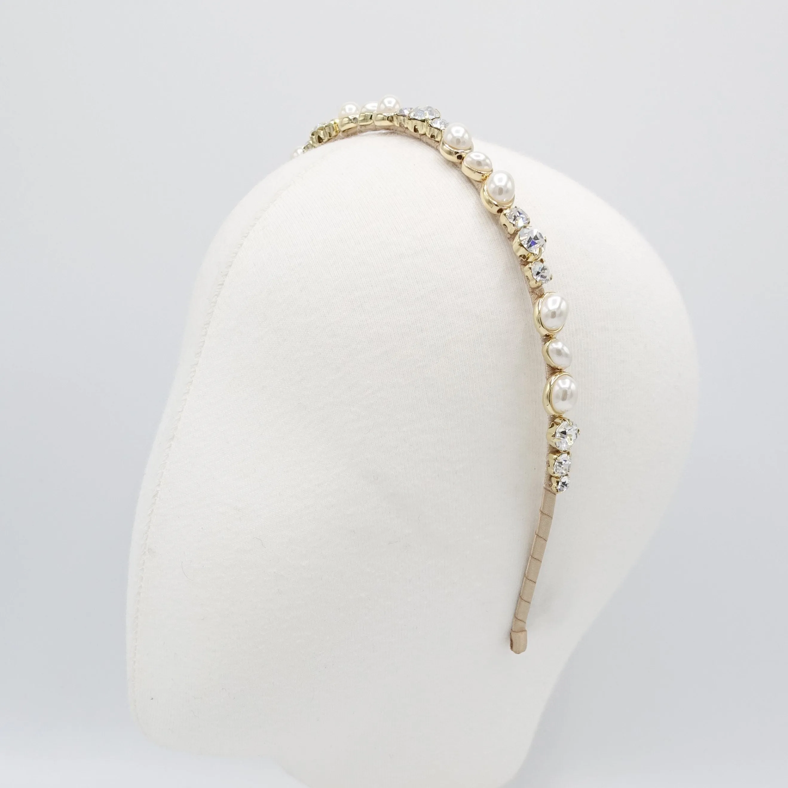 pearl rhinestone embellished thin headband