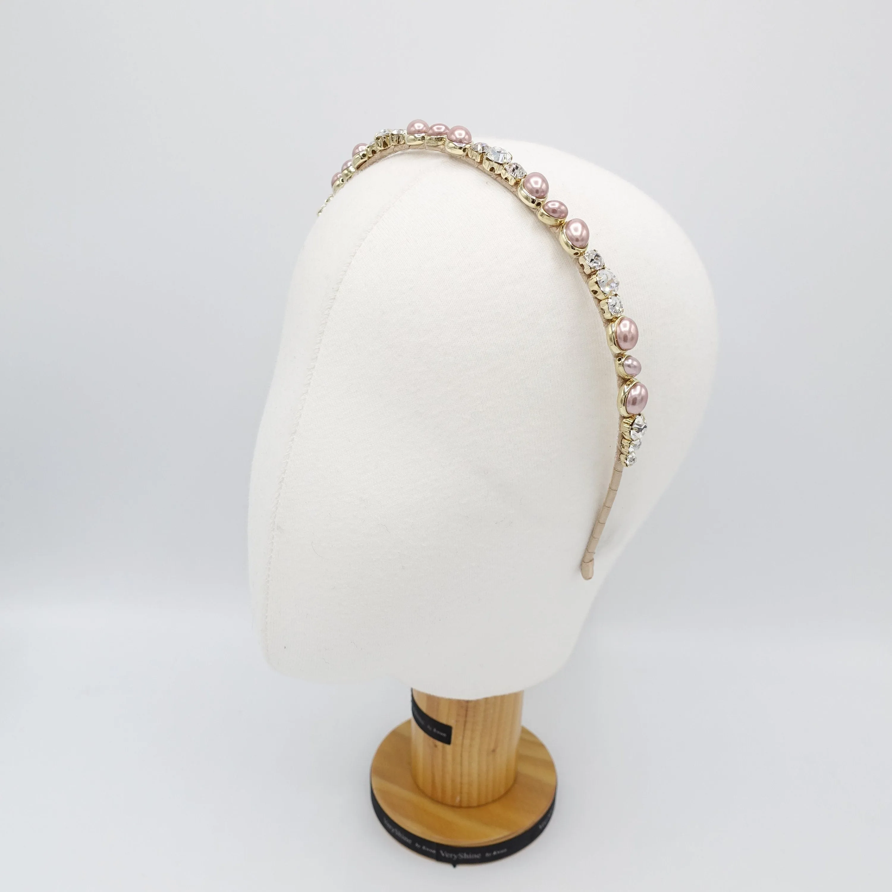 pearl rhinestone embellished thin headband